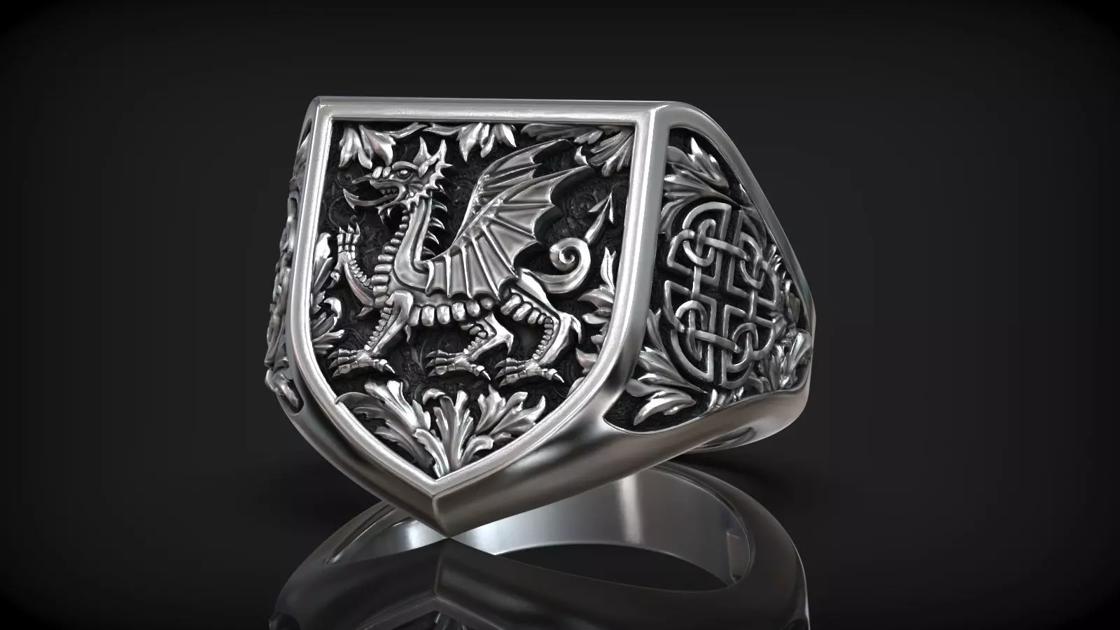 Welsh Heraldic Dragon Crest Celtic Symbol Signet 3D print model_0