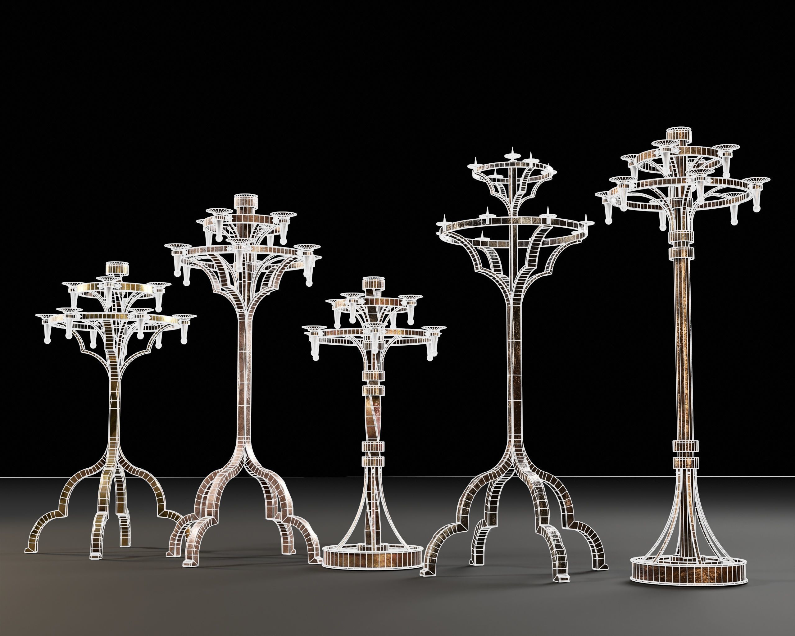 Gothic Candelabra Set  Low-poly 3D model_21