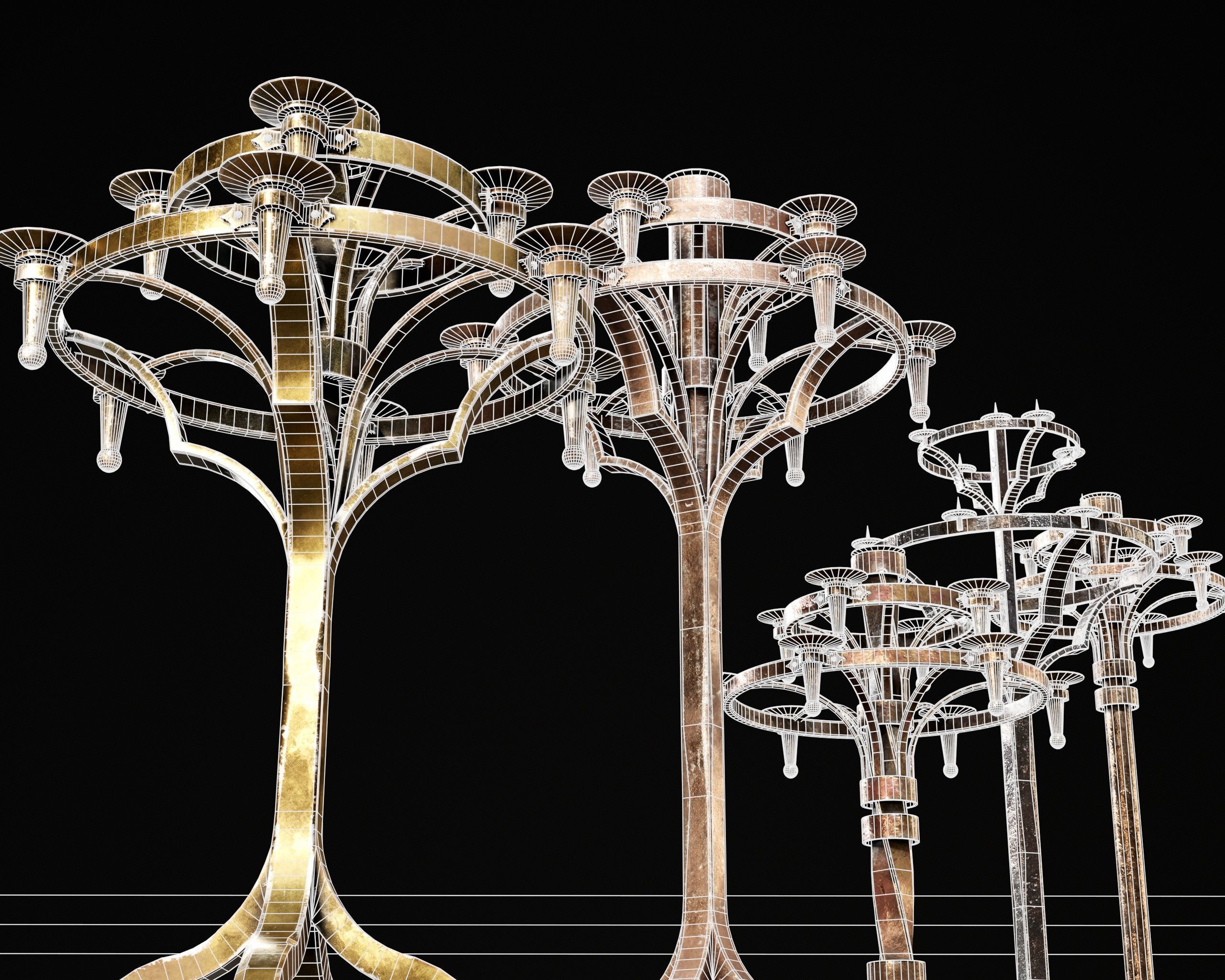 Gothic Candelabra Set  Low-poly 3D model_13