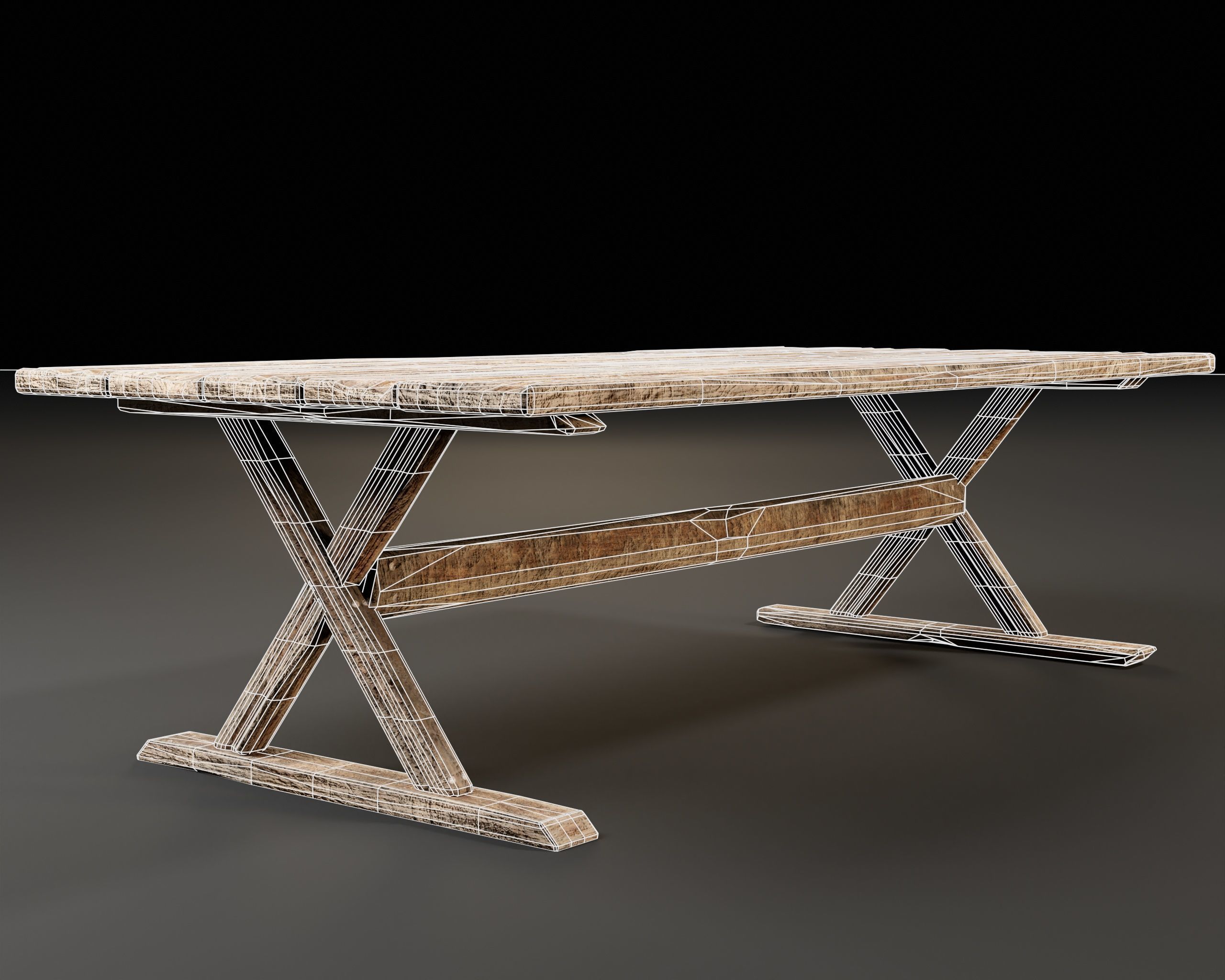 Medieval Dining Table Low-poly 3D model_5