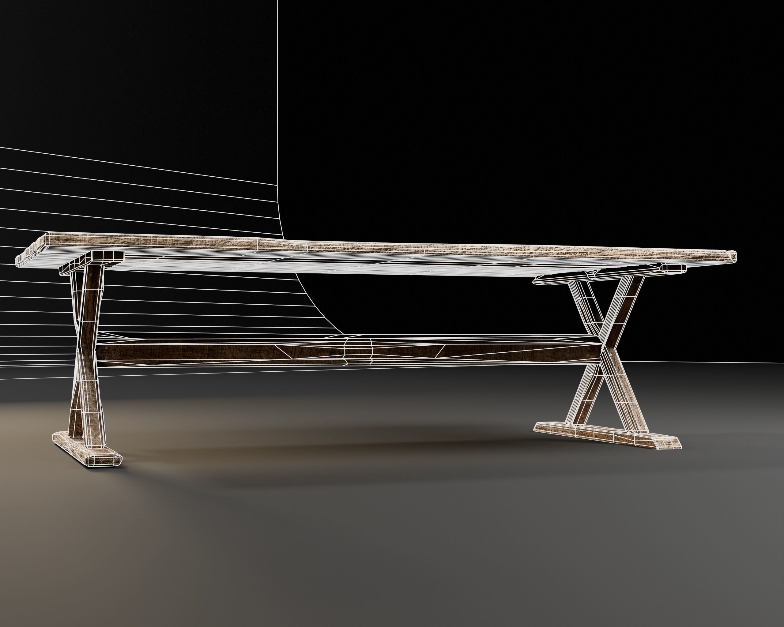 Medieval Dining Table Low-poly 3D model_15