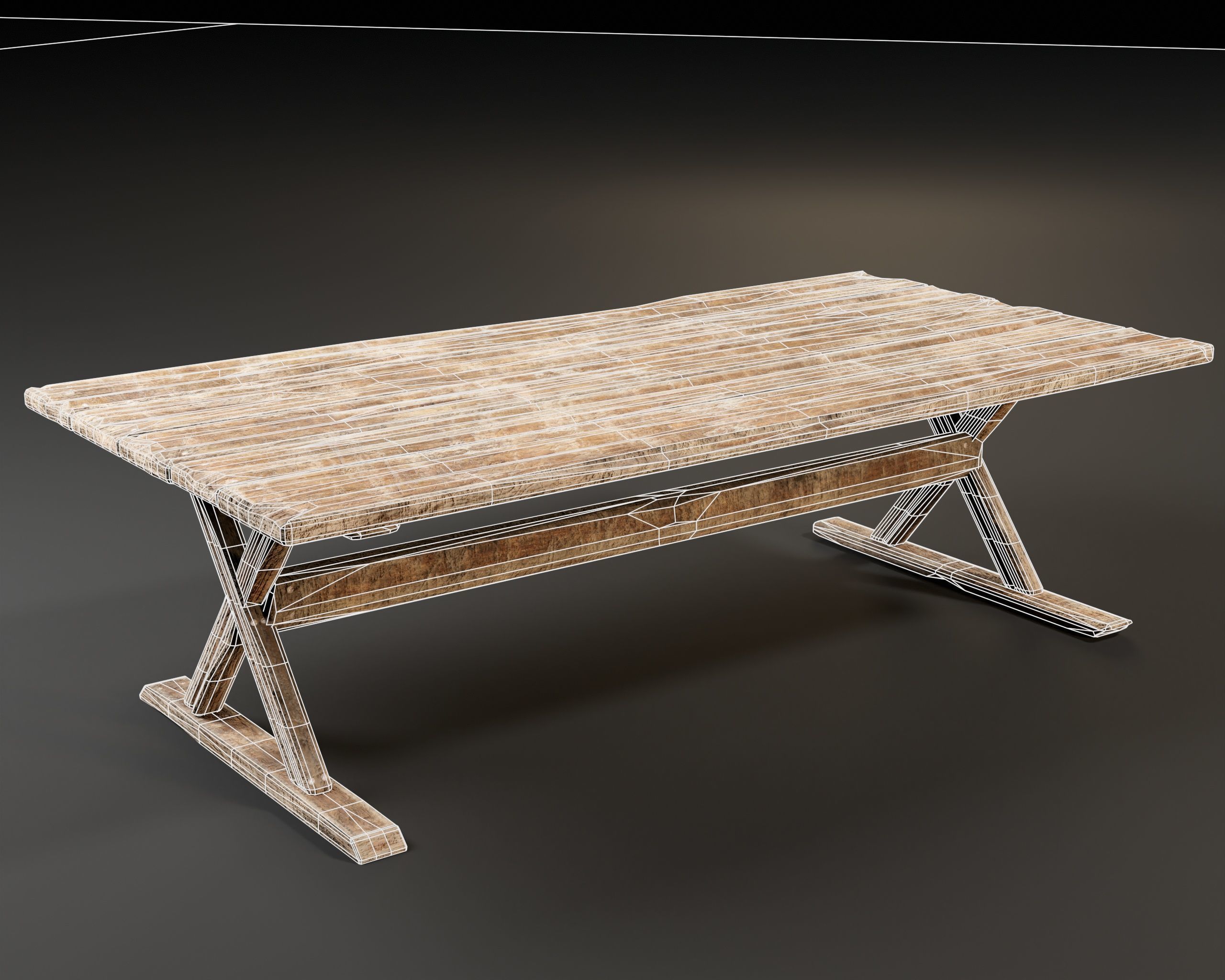 Medieval Dining Table Low-poly 3D model_3
