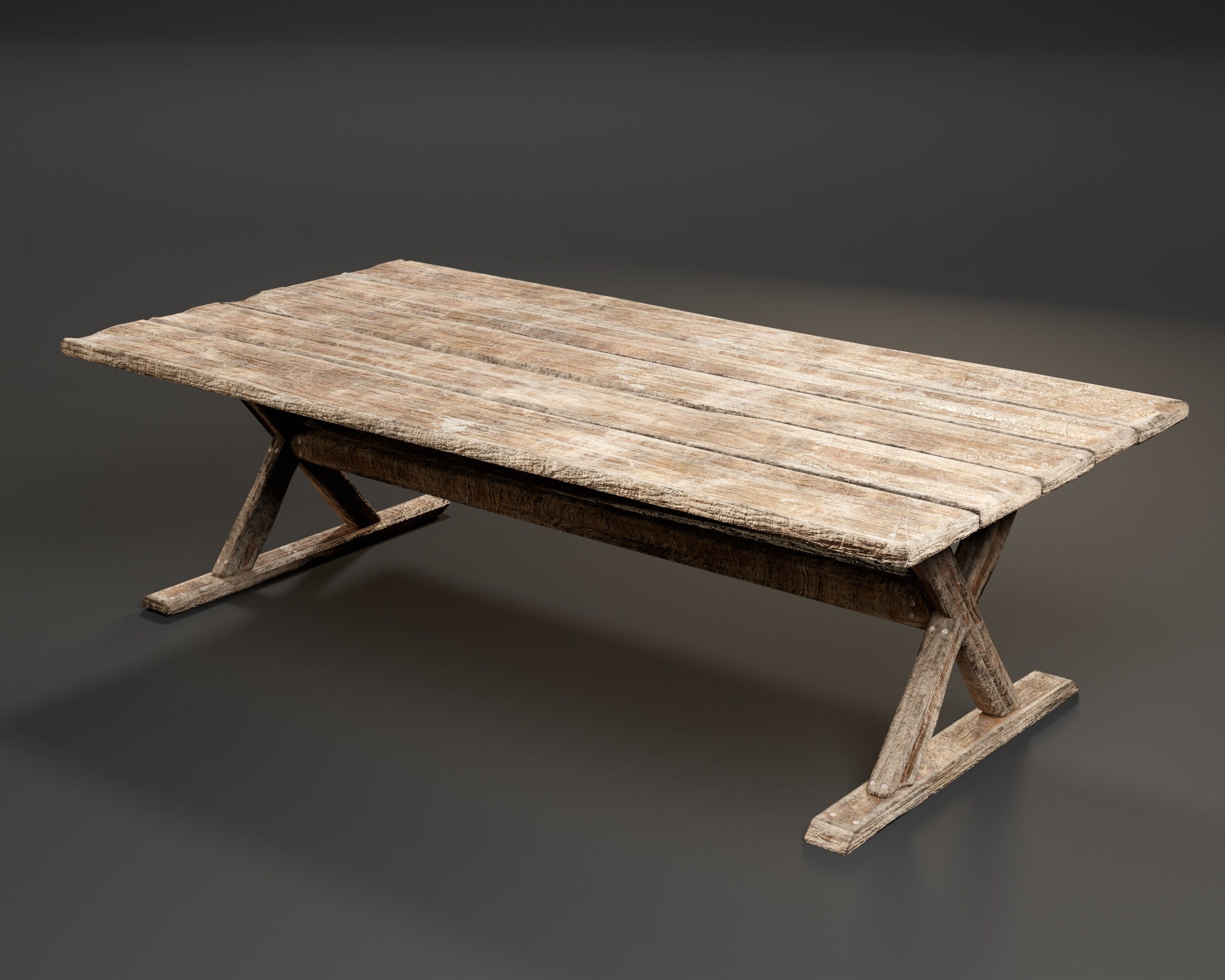 Medieval Dining Table Low-poly 3D model_12