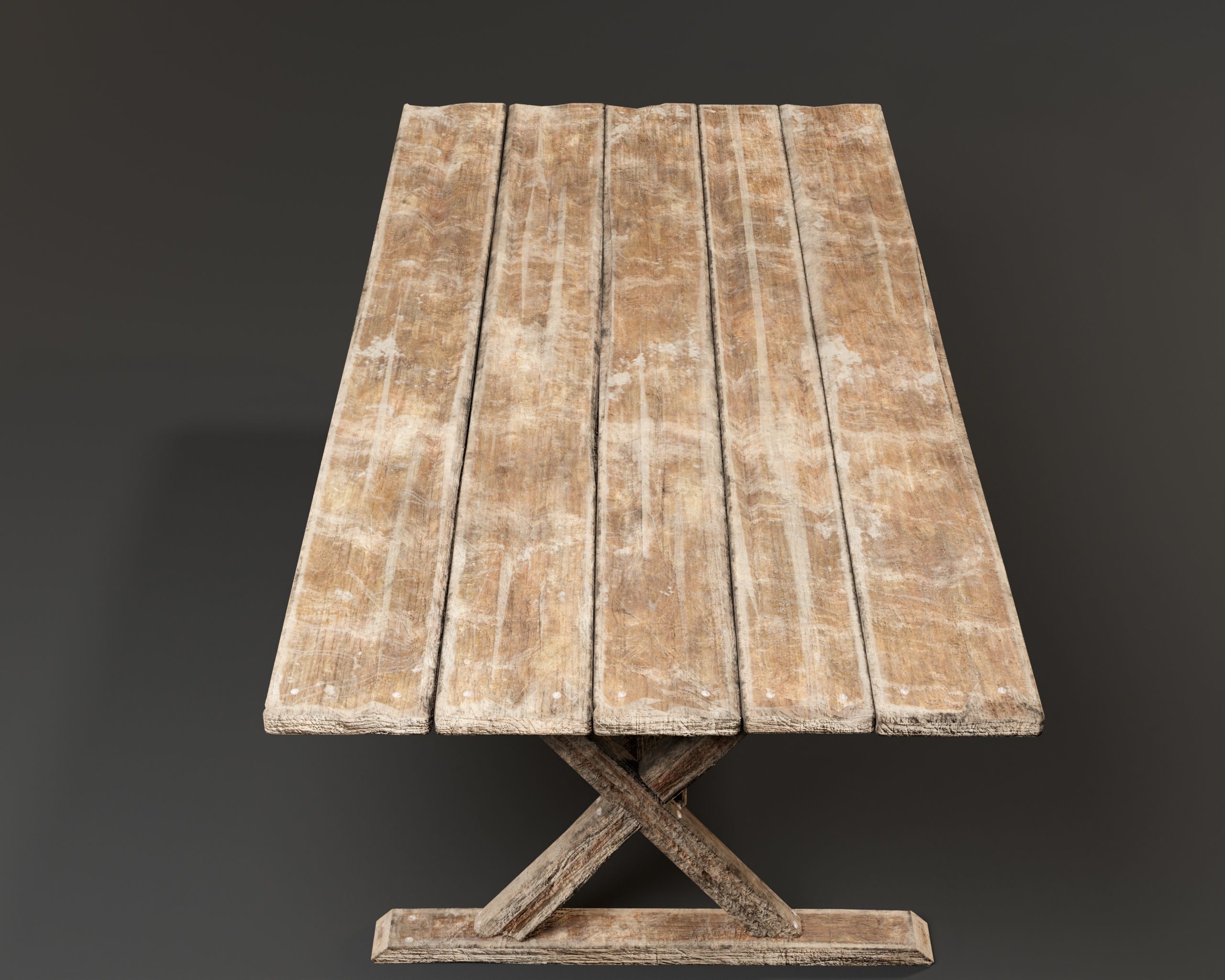 Medieval Dining Table Low-poly 3D model_8