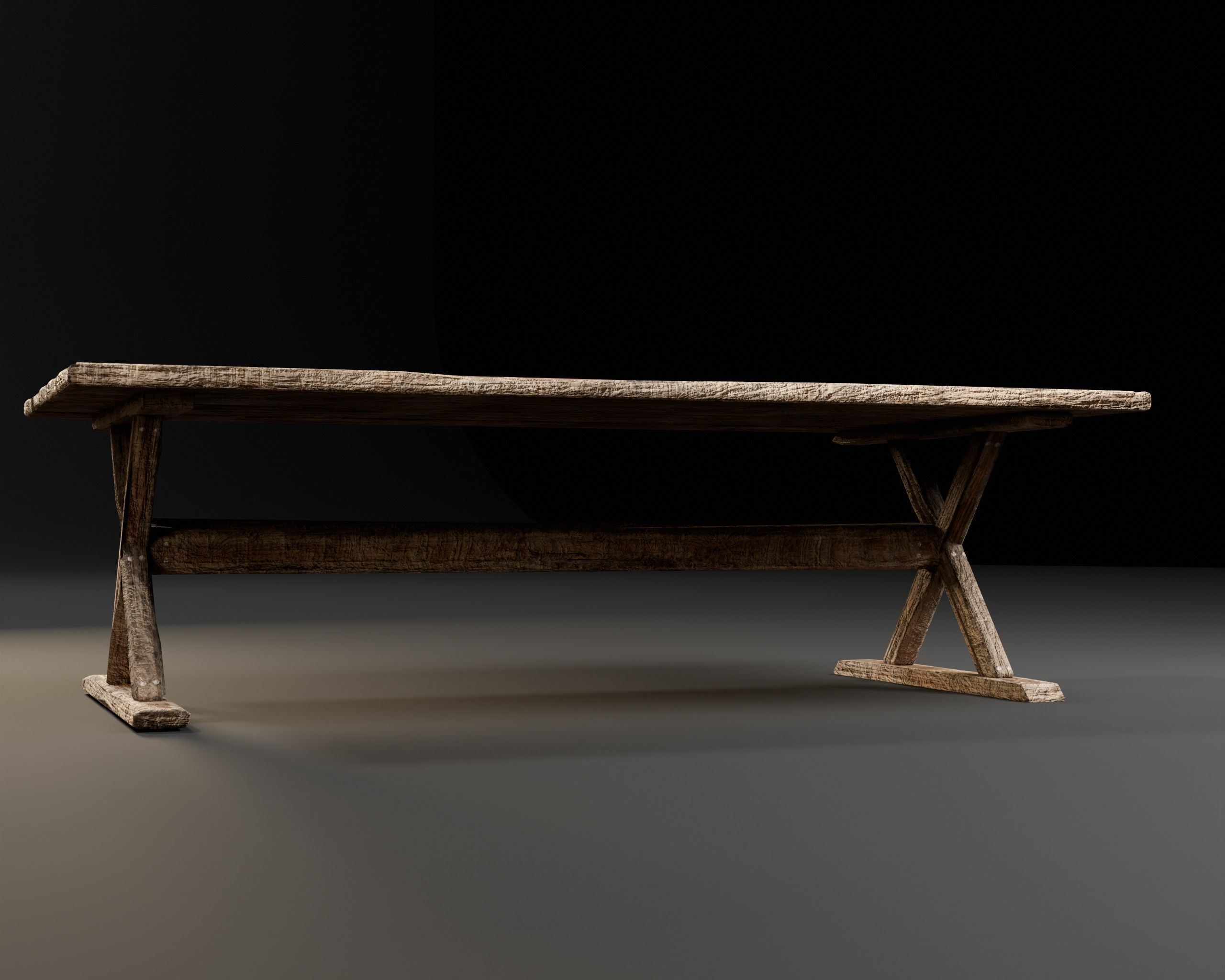 Medieval Dining Table Low-poly 3D model_14