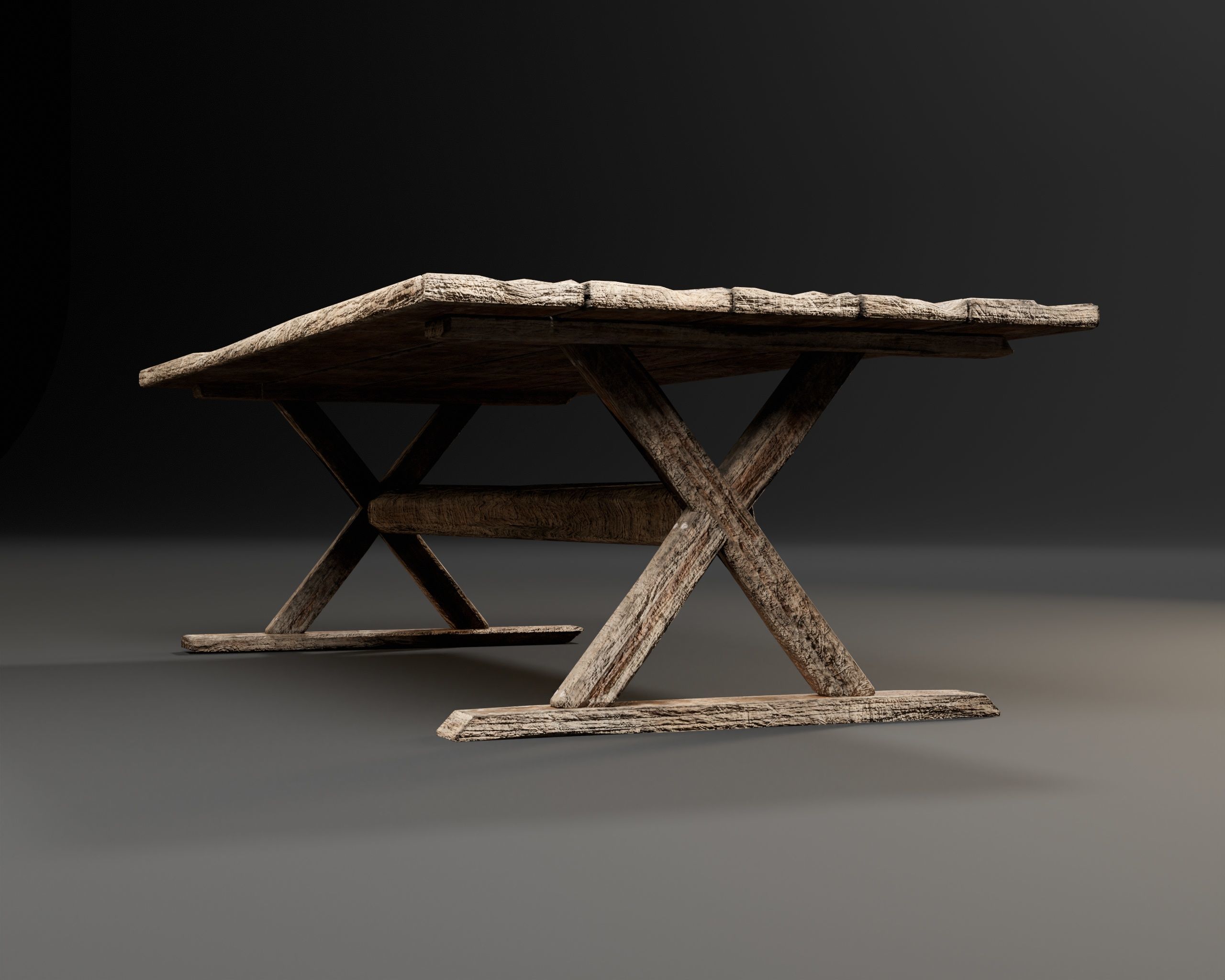 Medieval Dining Table Low-poly 3D model_10