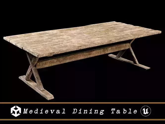 Medieval Dining Table Low-poly 3D model