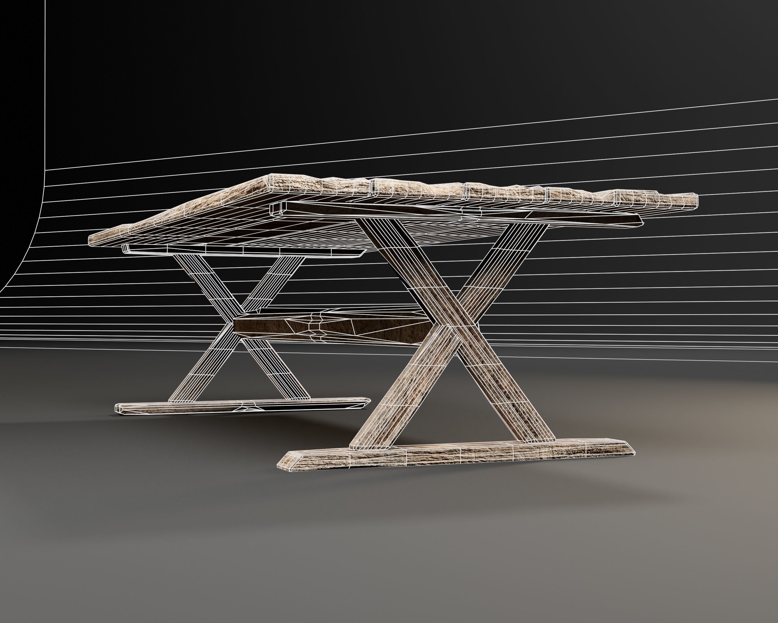 Medieval Dining Table Low-poly 3D model_11
