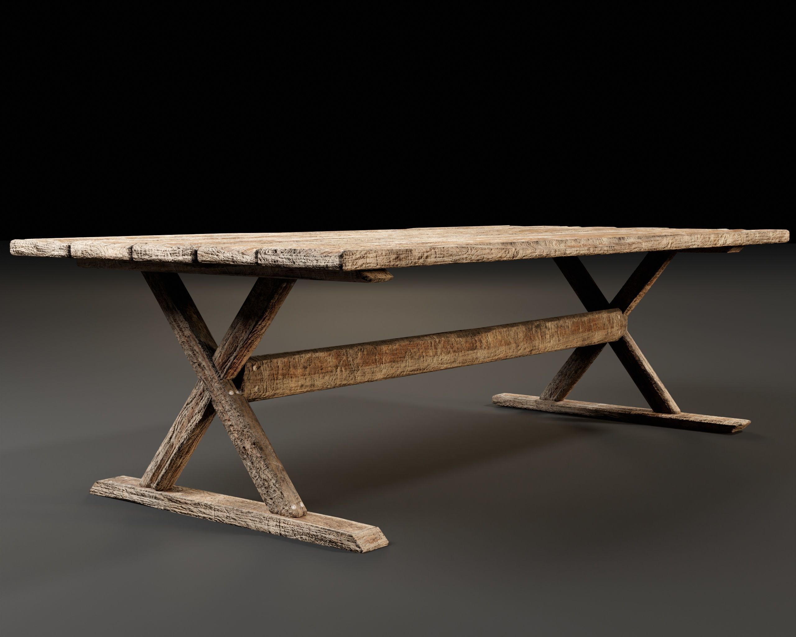 Medieval Dining Table Low-poly 3D model_4