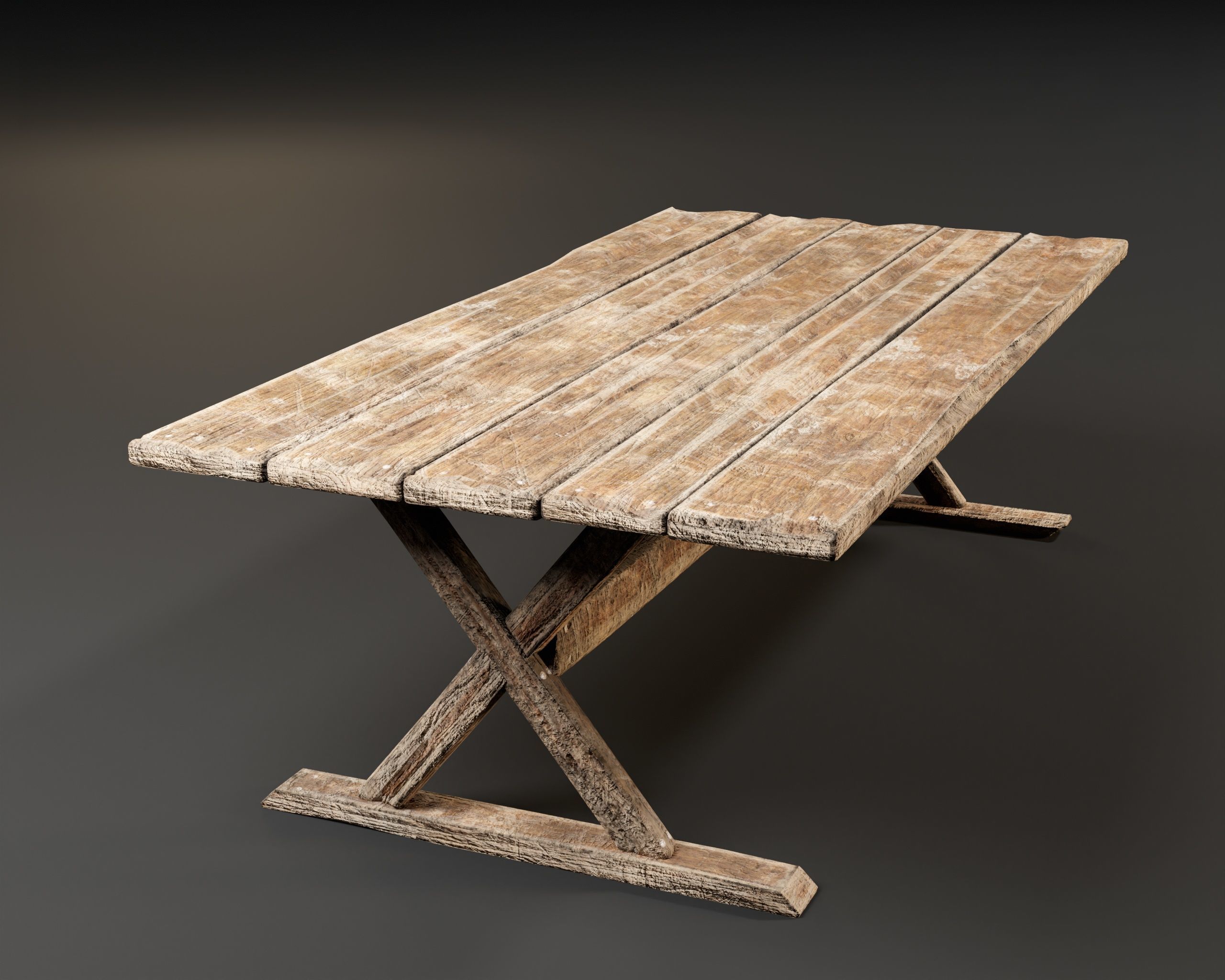 Medieval Dining Table Low-poly 3D model_6