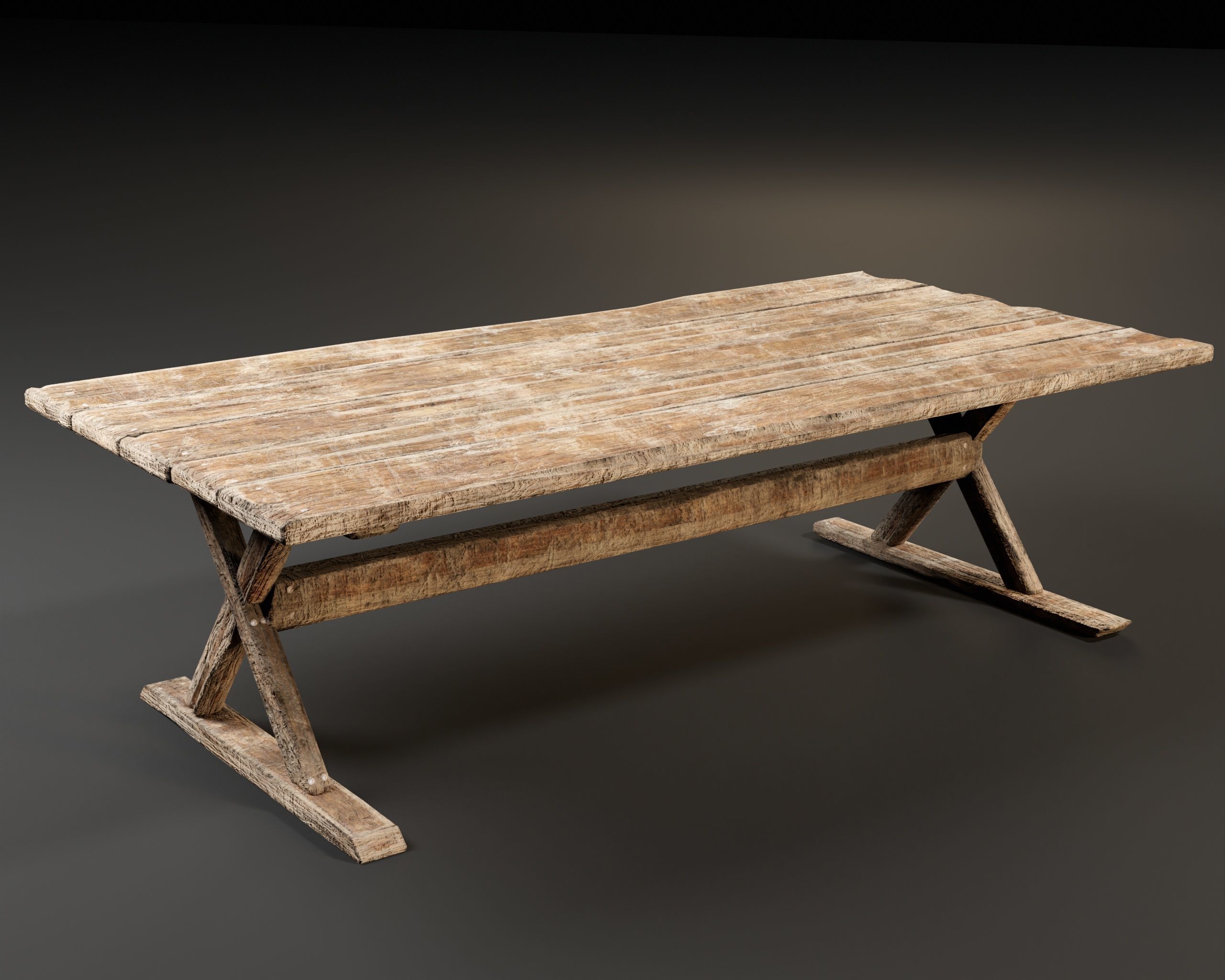 Medieval Dining Table Low-poly 3D model_2