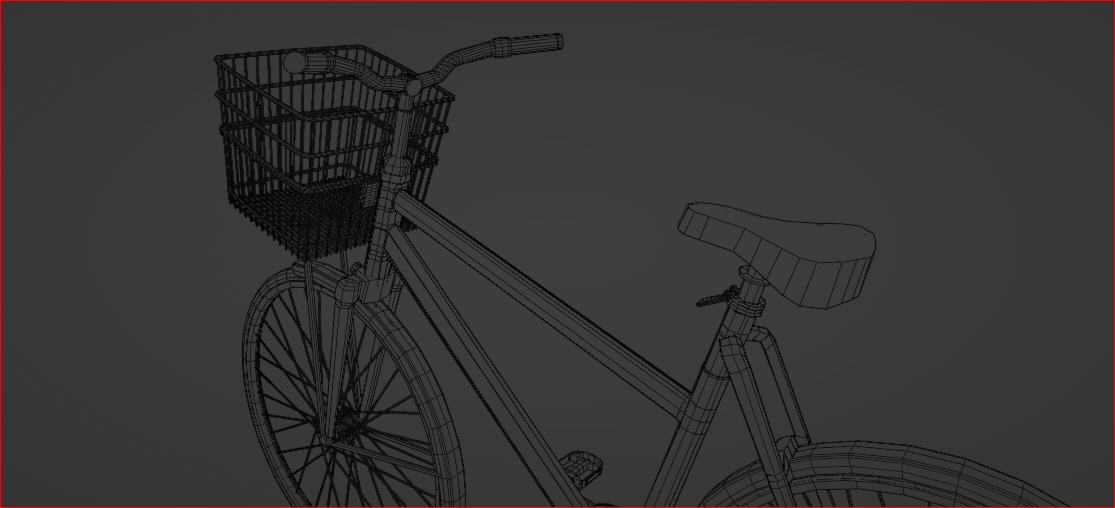 Lowpoly Bicycle with Basket Low-poly 3D model_14
