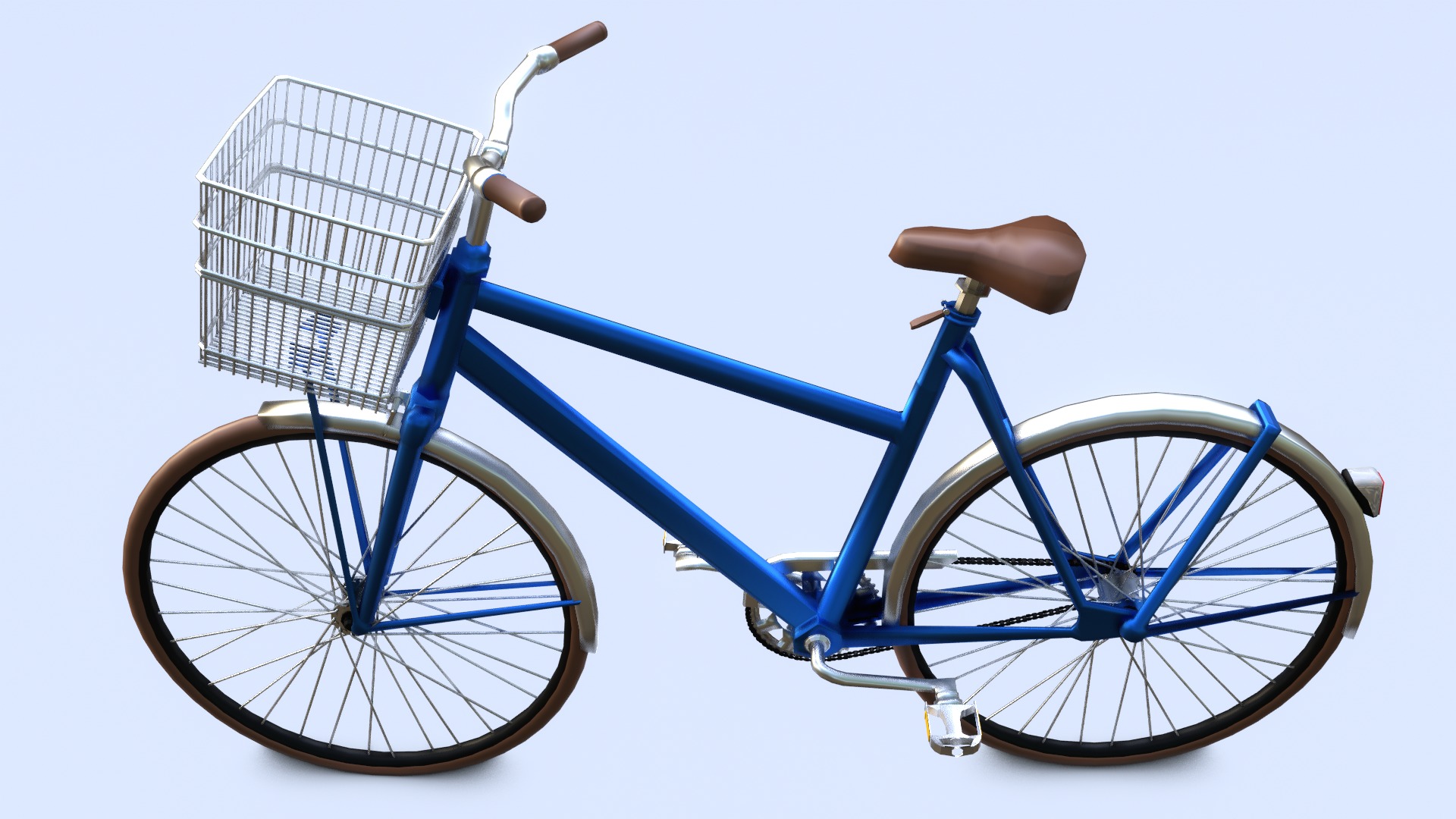 Lowpoly Bicycle with Basket Low-poly 3D model_9