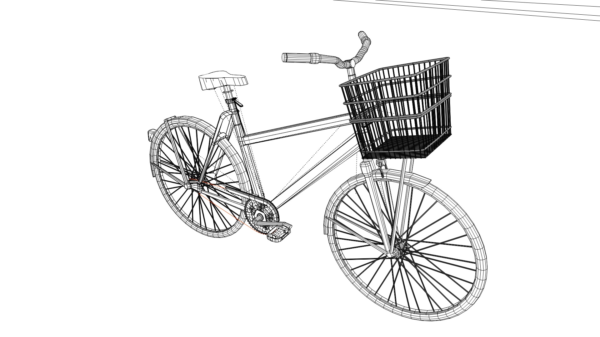Lowpoly Bicycle with Basket Low-poly 3D model_13