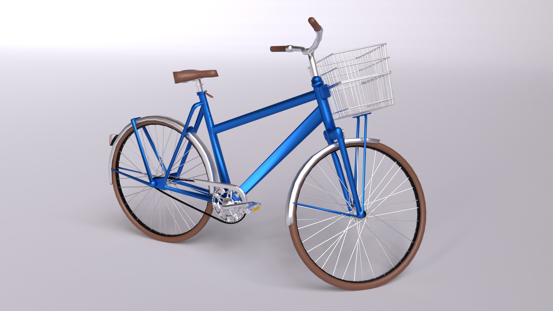 Lowpoly Bicycle with Basket Low-poly 3D model_8