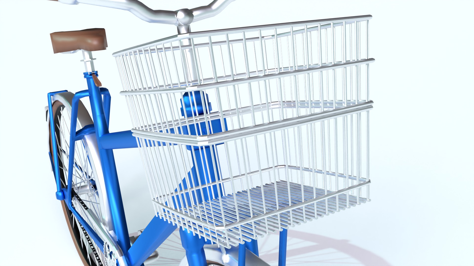 Lowpoly Bicycle with Basket Low-poly 3D model_2