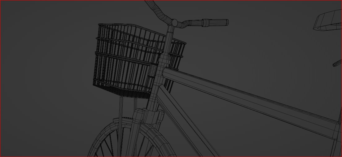 Lowpoly Bicycle with Basket Low-poly 3D model_16