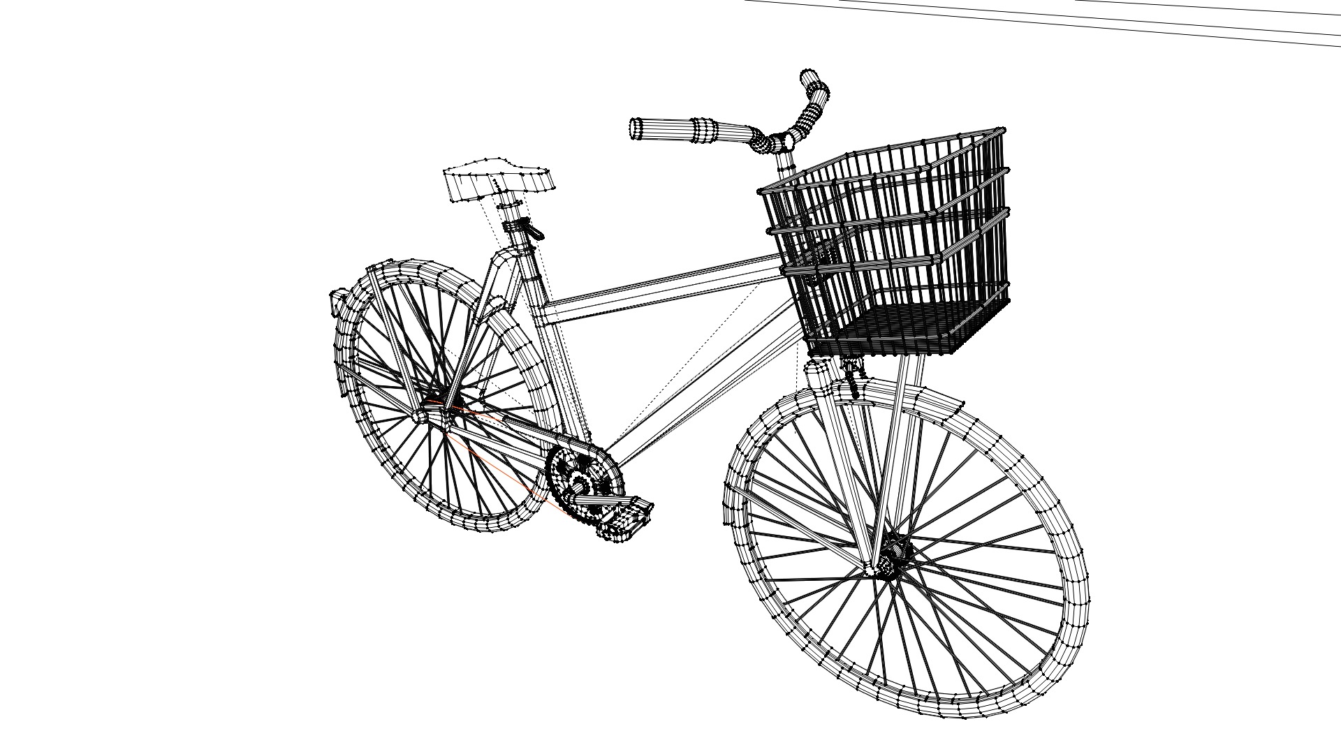 Lowpoly Bicycle with Basket Low-poly 3D model_12