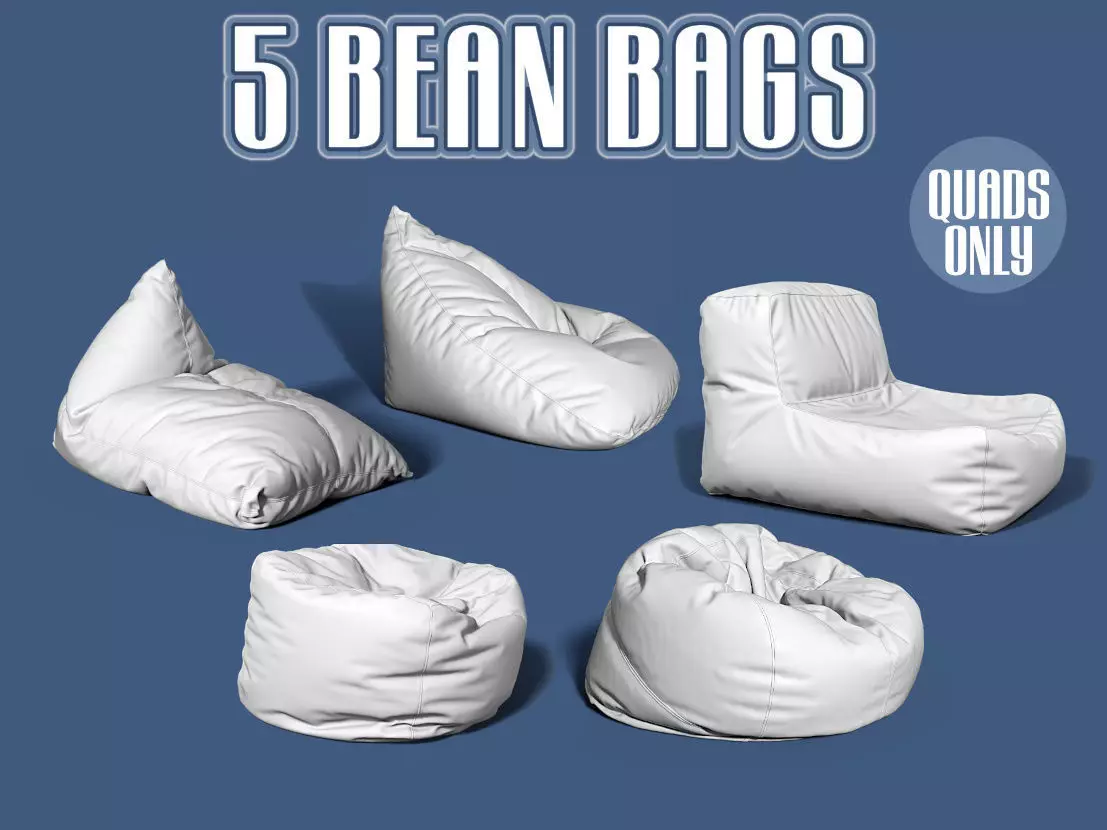 5 bean bag models 3D model_0