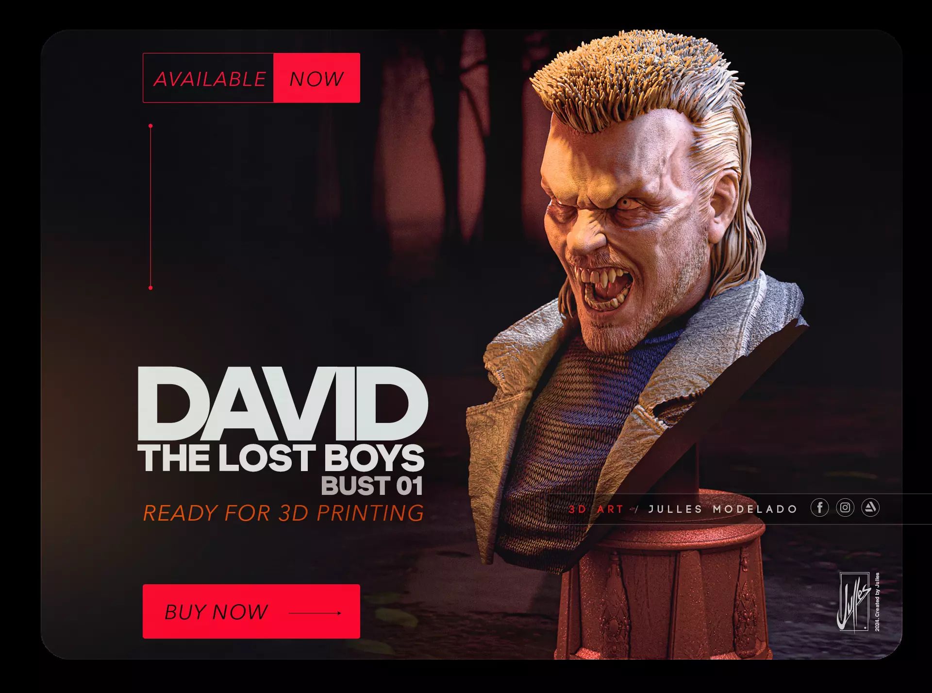 David the Lost Boys Bust01 3D print model_0