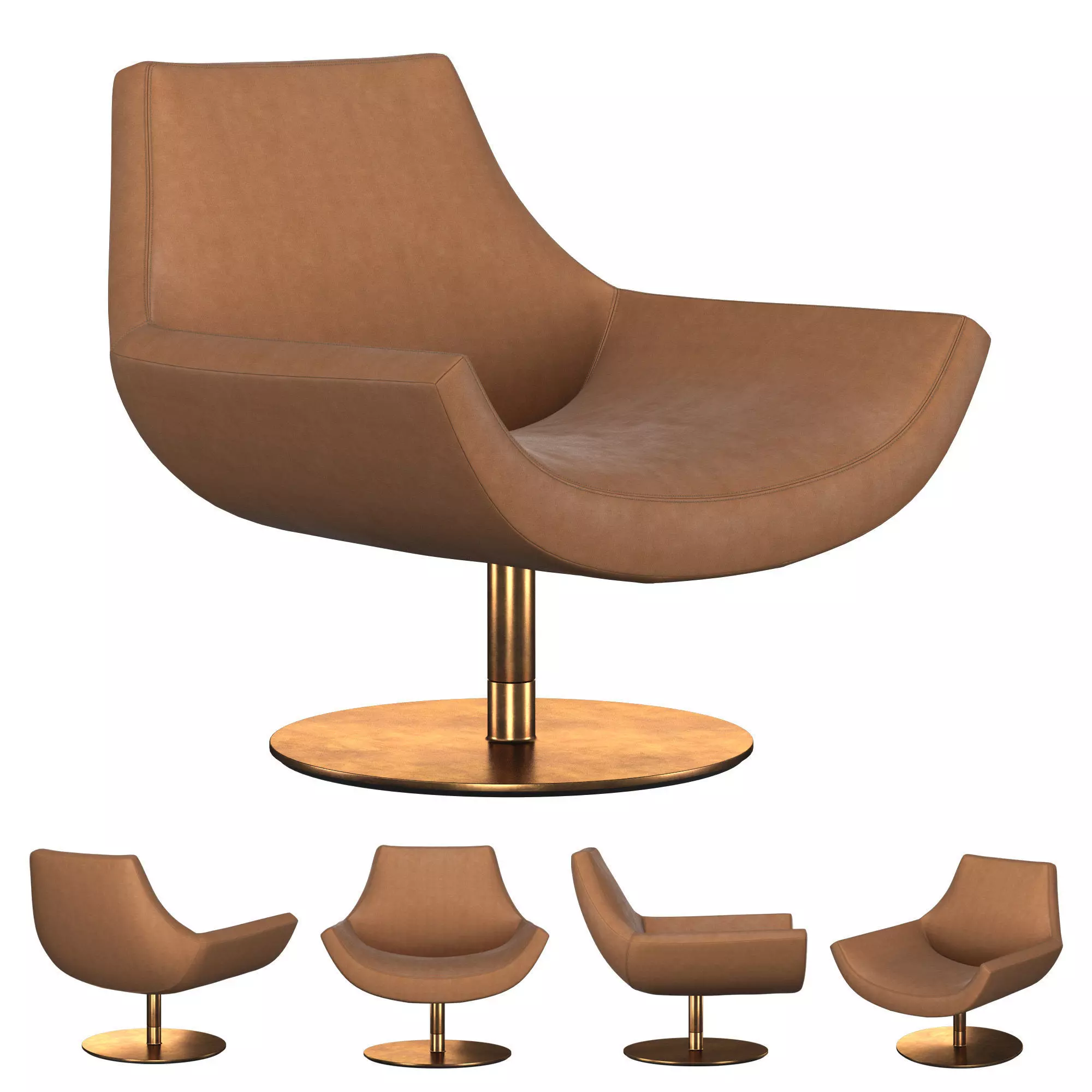 Lucio Leather Swivel Chair 3D model_0