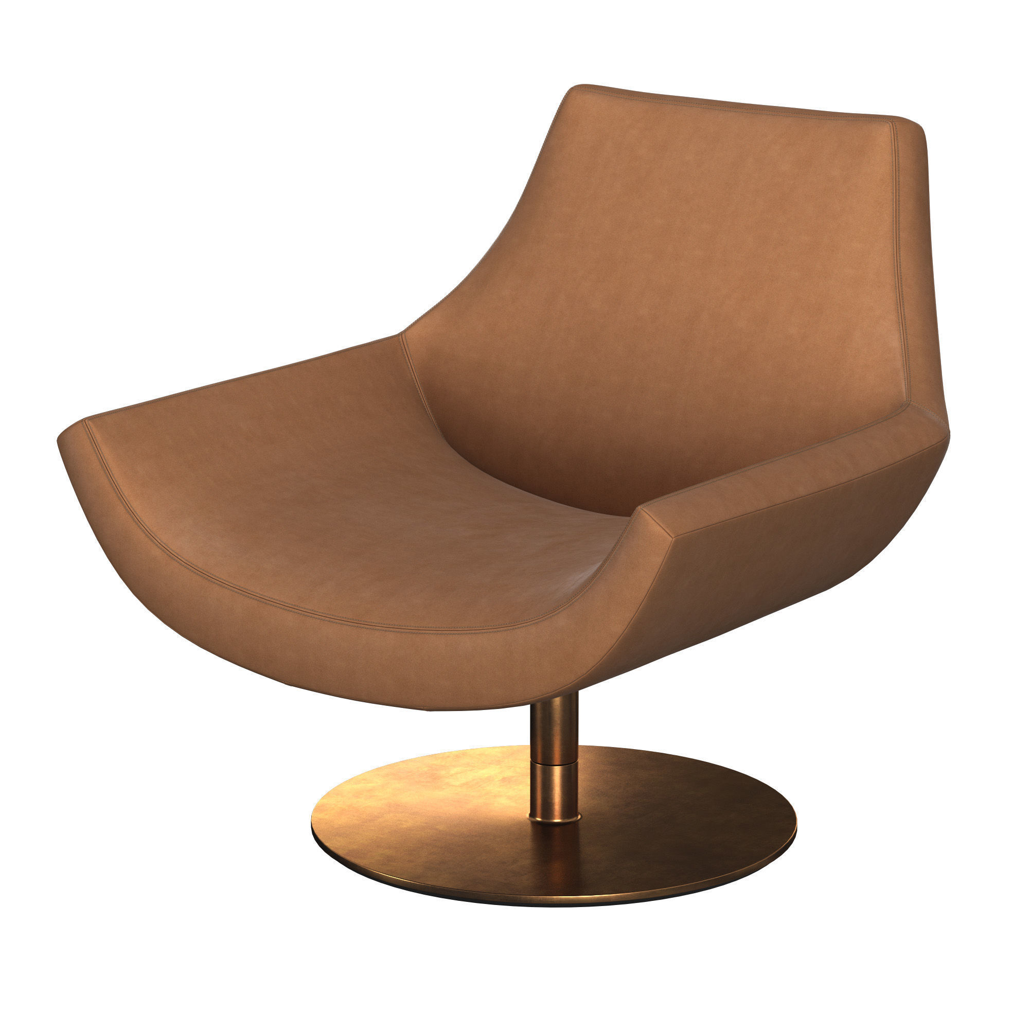 Lucio Leather Swivel Chair 3D model_3
