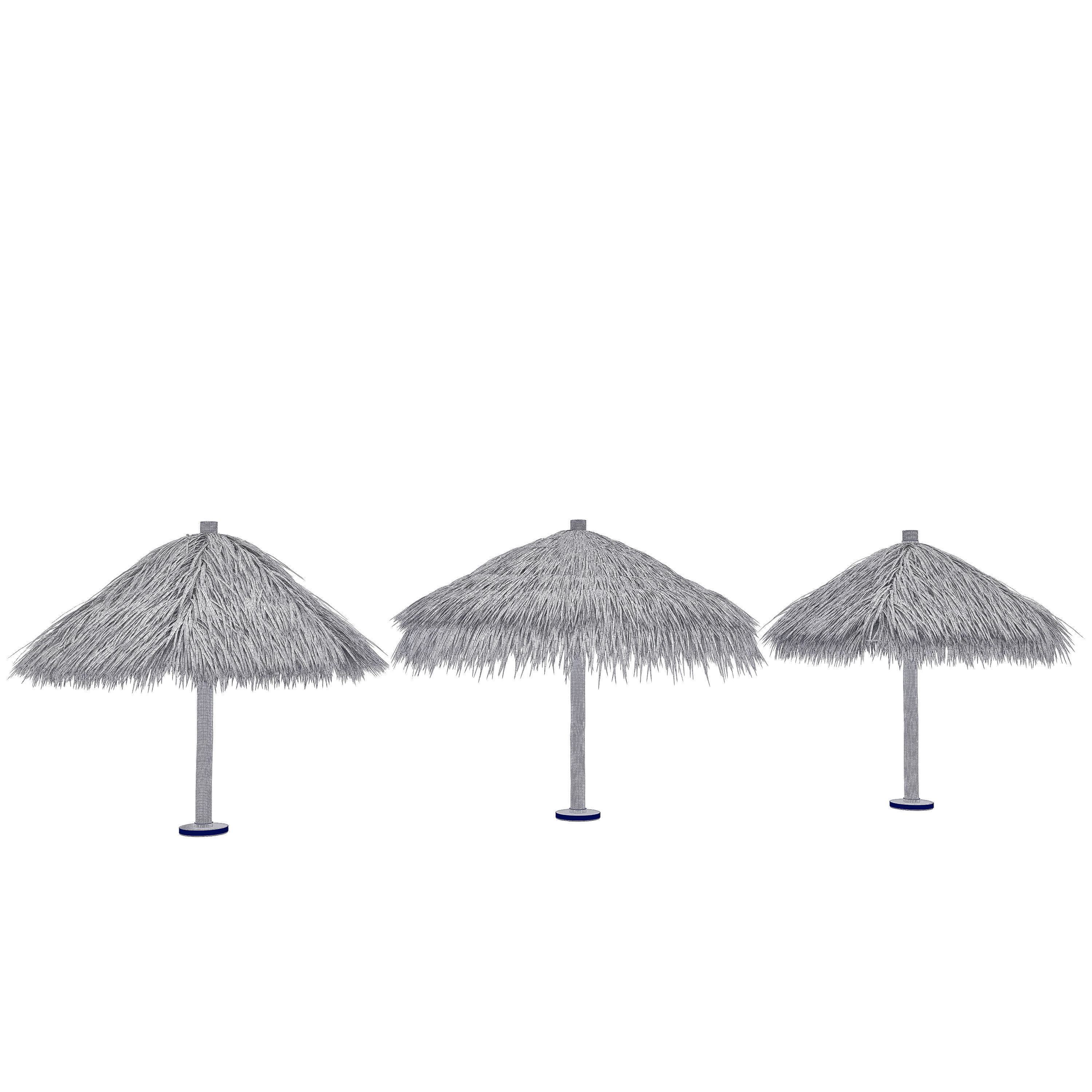 Thatch Palm Gold Leaf Umbrella Patio and Beach 3D model_9