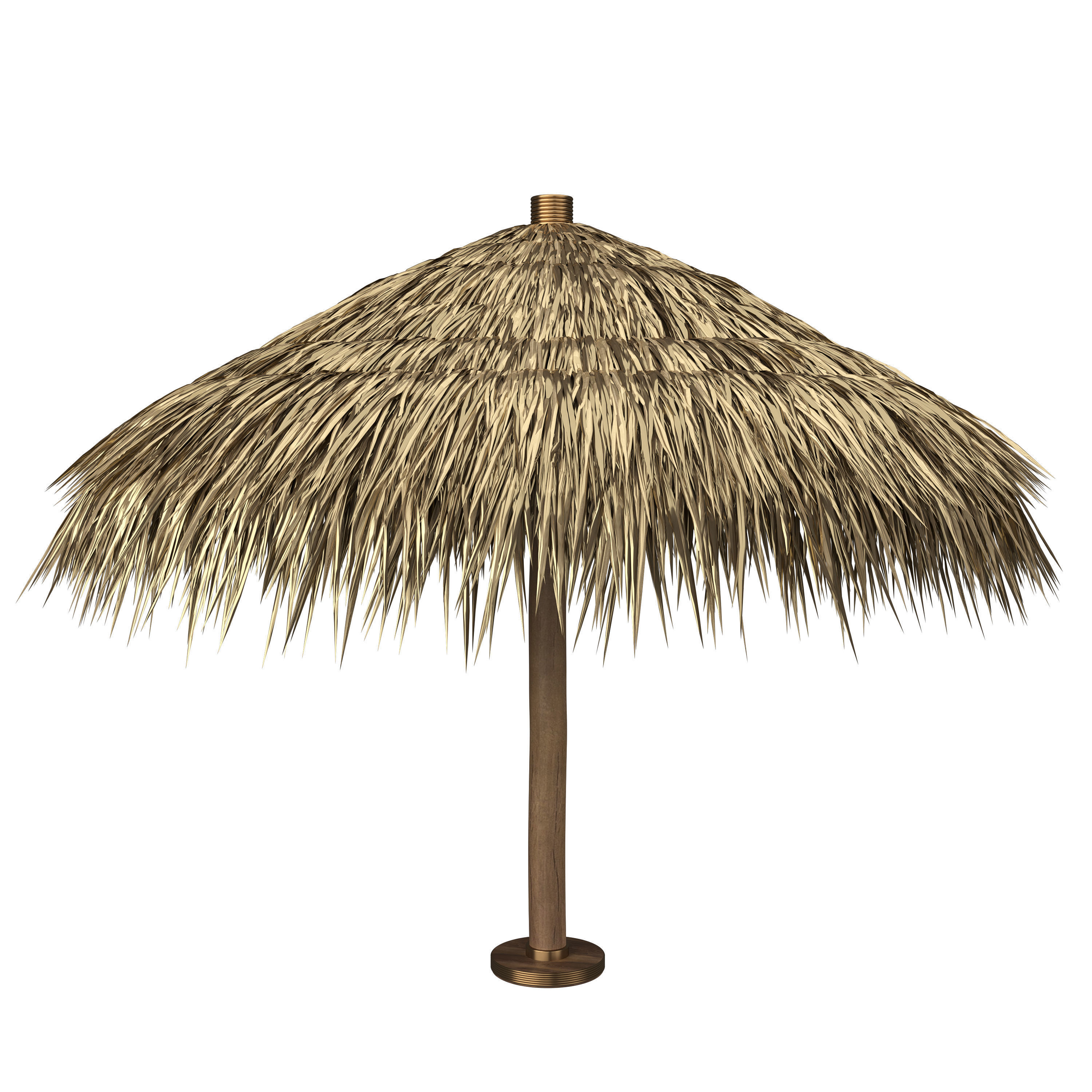 Thatch Palm Gold Leaf Umbrella Patio and Beach 3D model_6