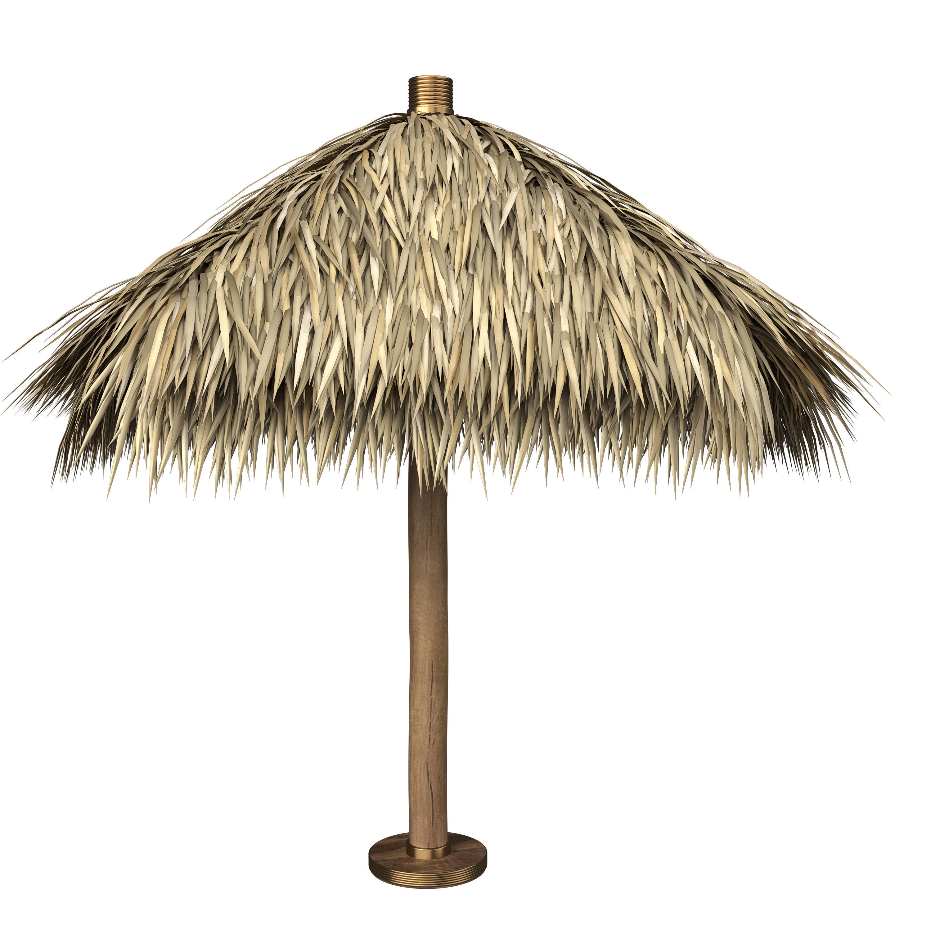 Thatch Palm Gold Leaf Umbrella Patio and Beach 3D model_5