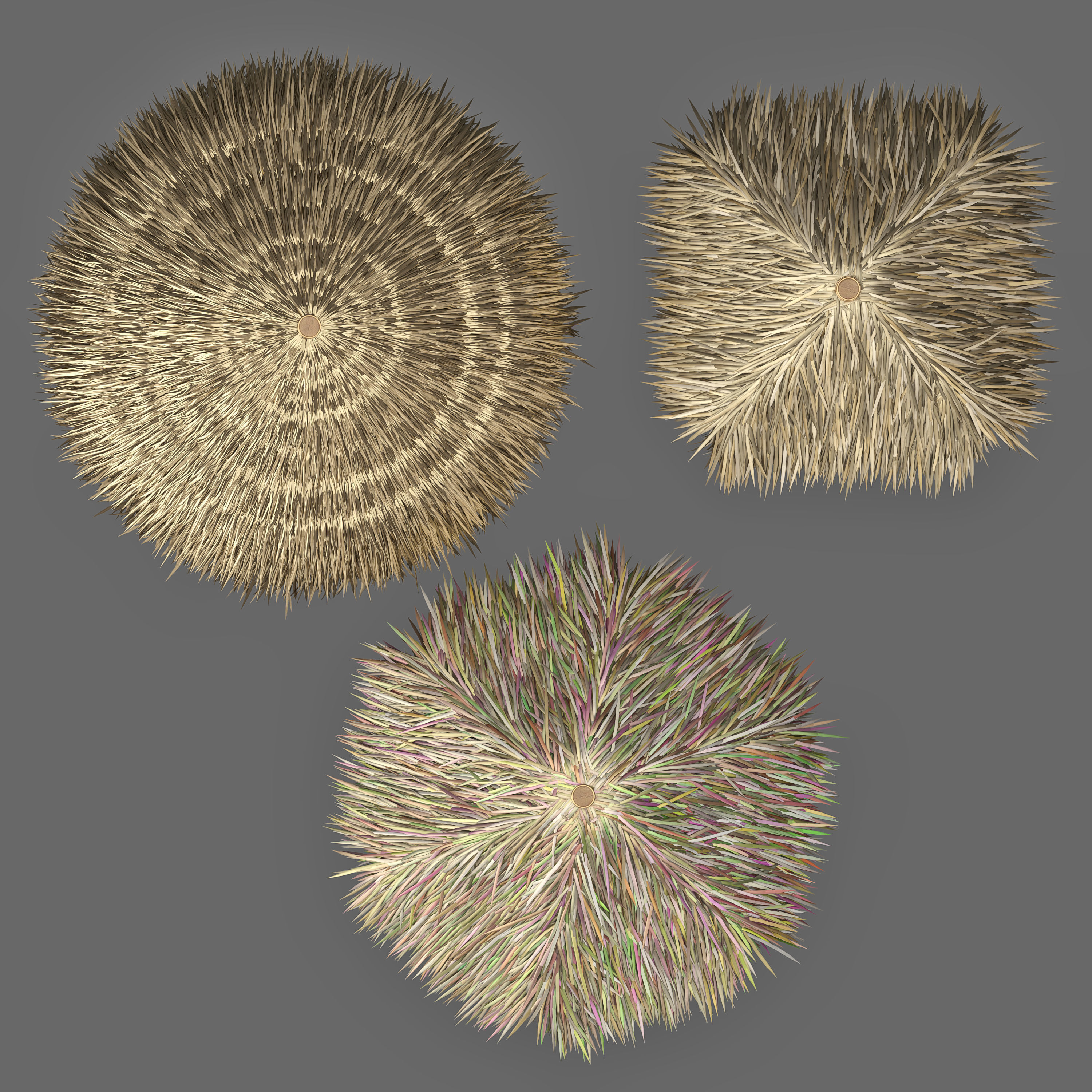 Thatch Palm Gold Leaf Umbrella Patio and Beach 3D model_10