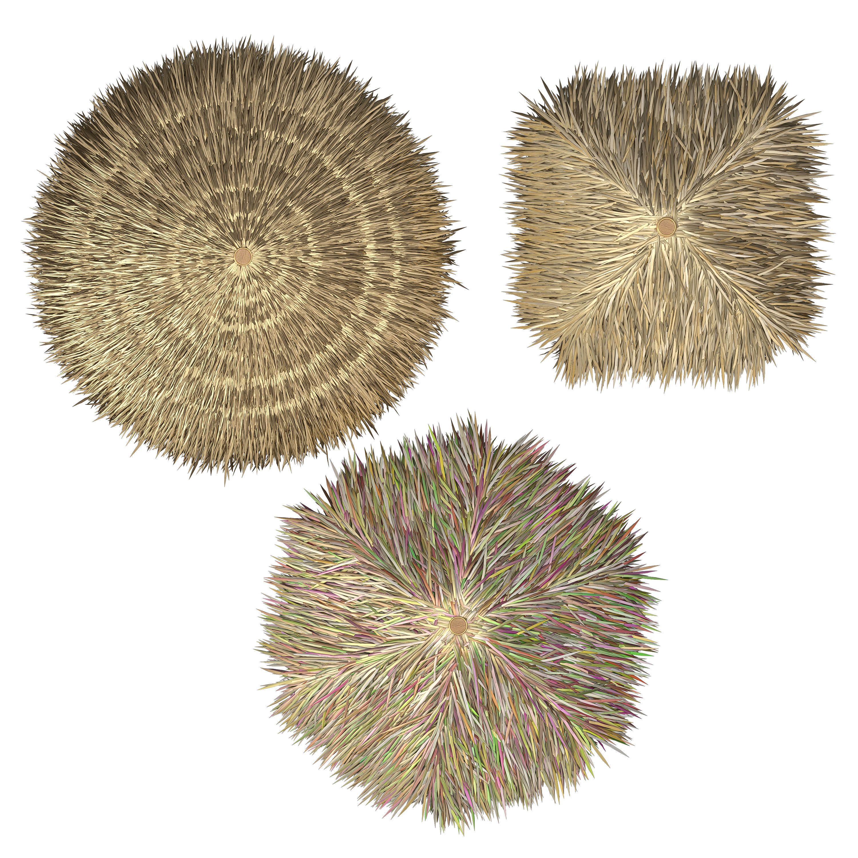 Thatch Palm Gold Leaf Umbrella Patio and Beach 3D model_11