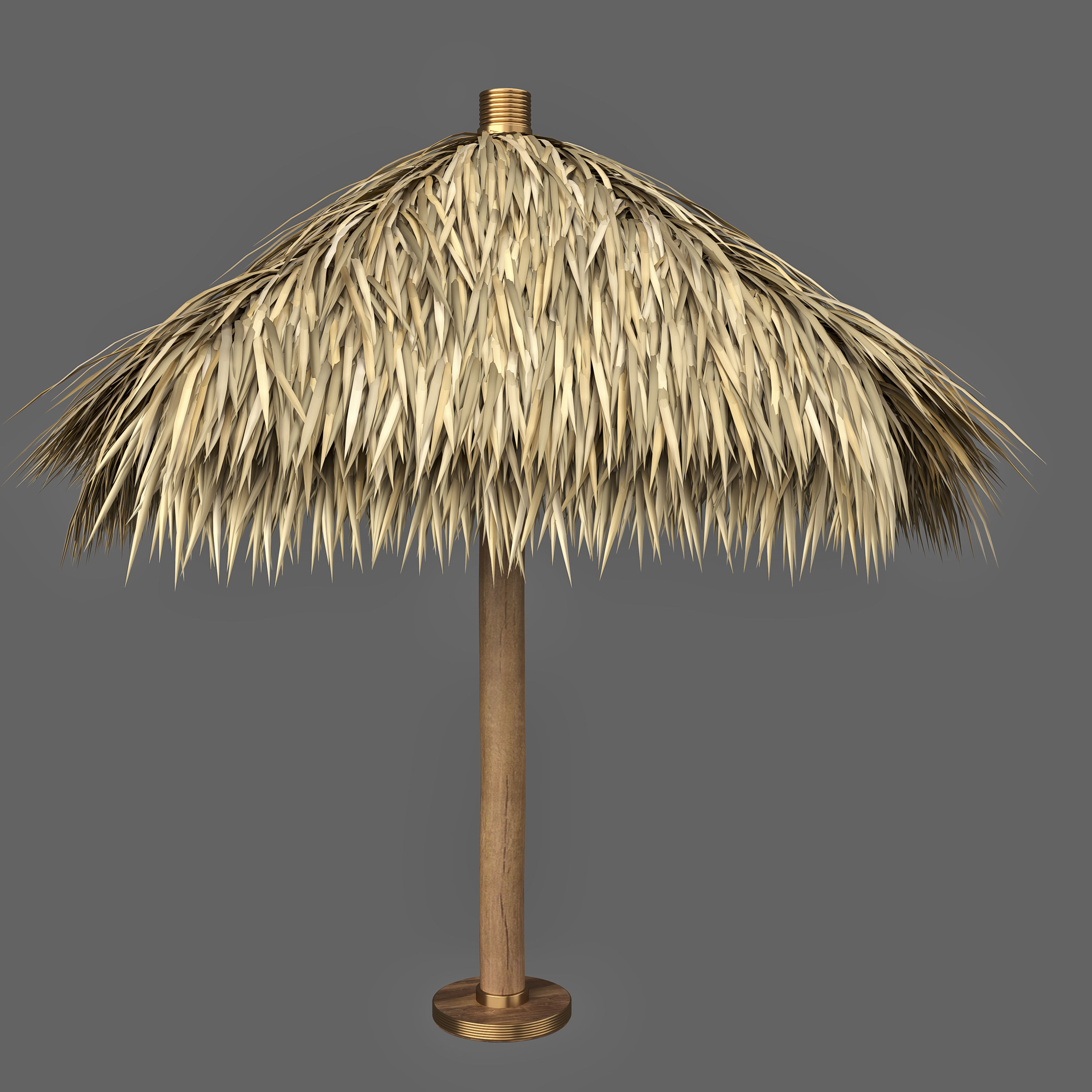 Thatch Palm Gold Leaf Umbrella Patio and Beach 3D model_3