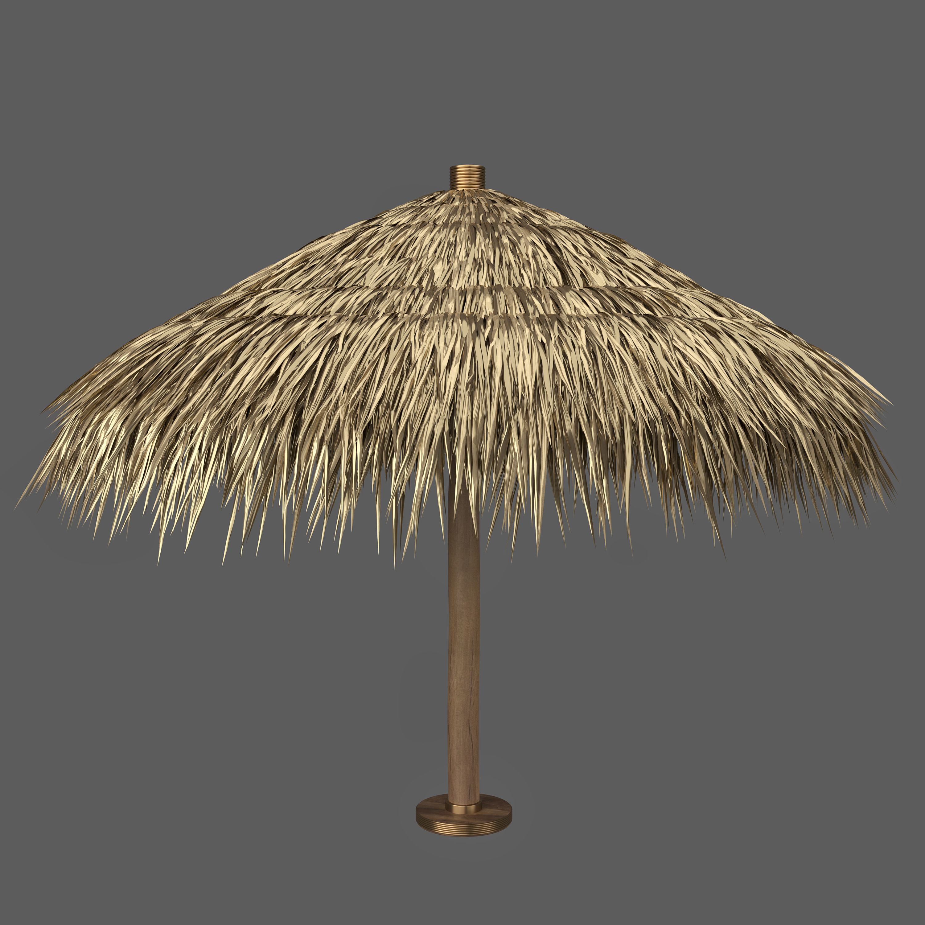 Thatch Palm Gold Leaf Umbrella Patio and Beach 3D model_2