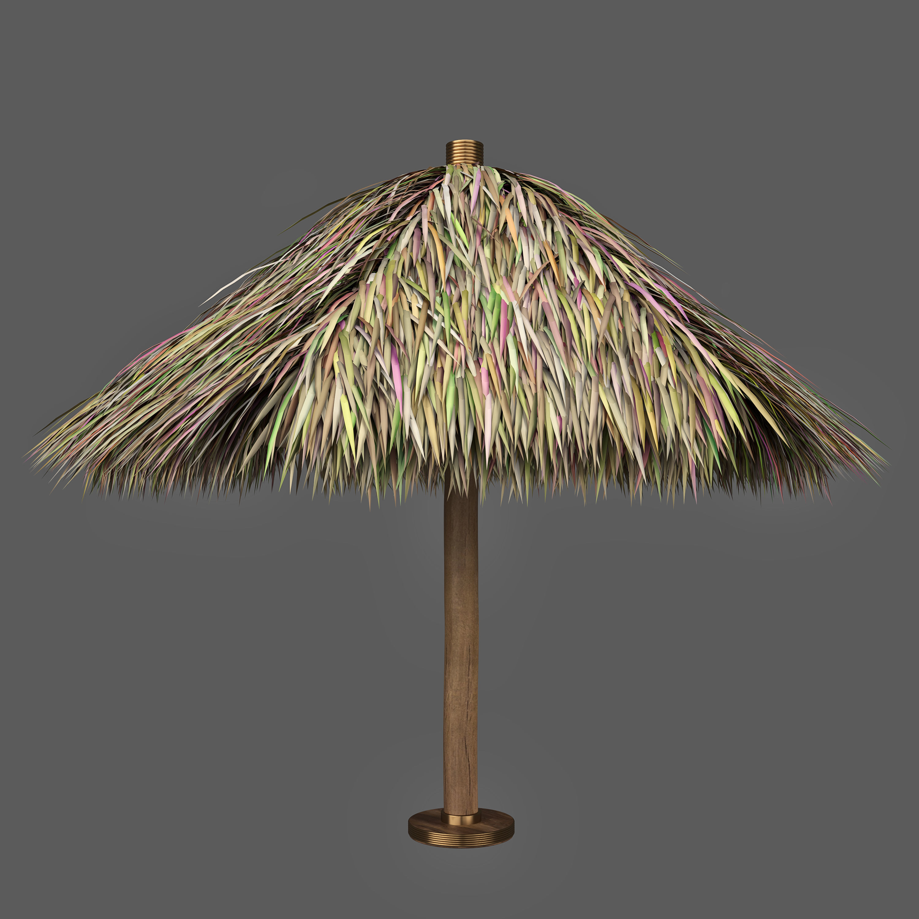 Thatch Palm Gold Leaf Umbrella Patio and Beach 3D model_4