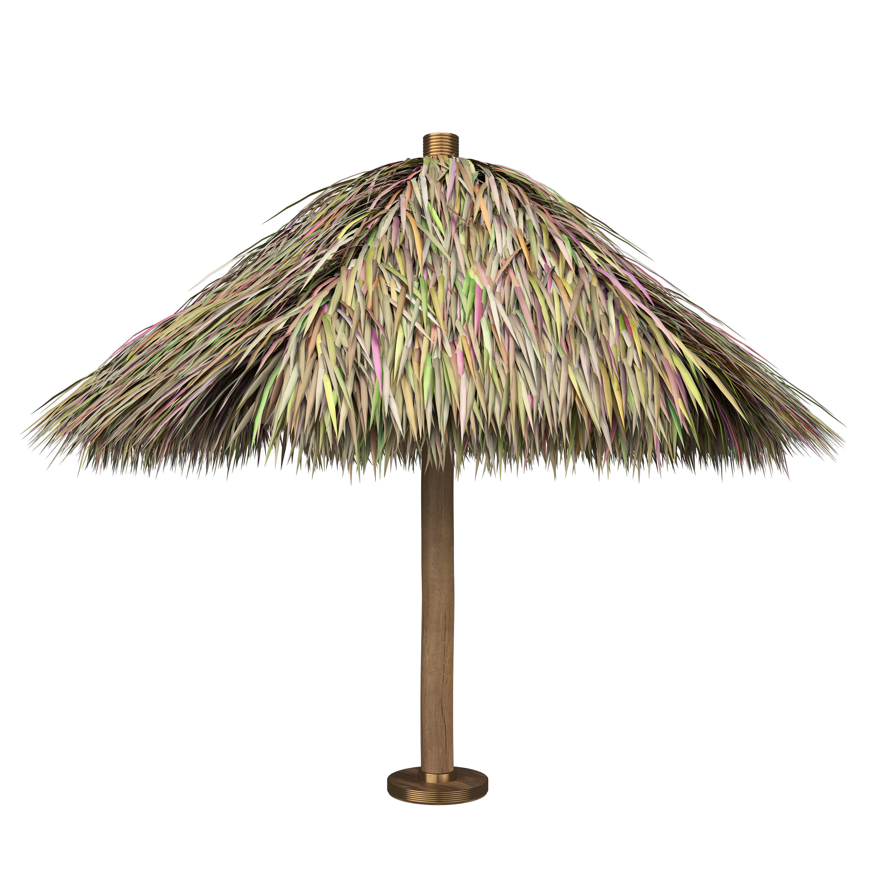Thatch Palm Gold Leaf Umbrella Patio and Beach 3D model_8