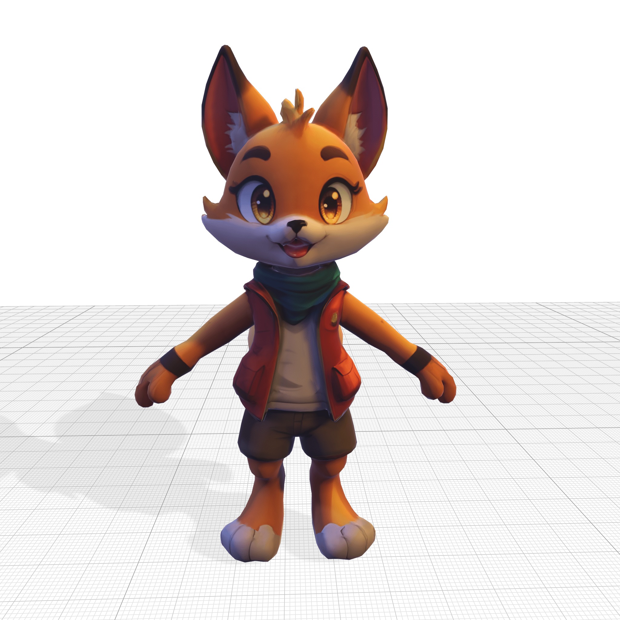 3D Adventurous Fox Character Low-poly 3D model_5