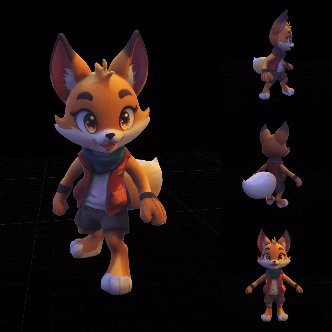 3D Adventurous Fox Character Low-poly 3D model_0
