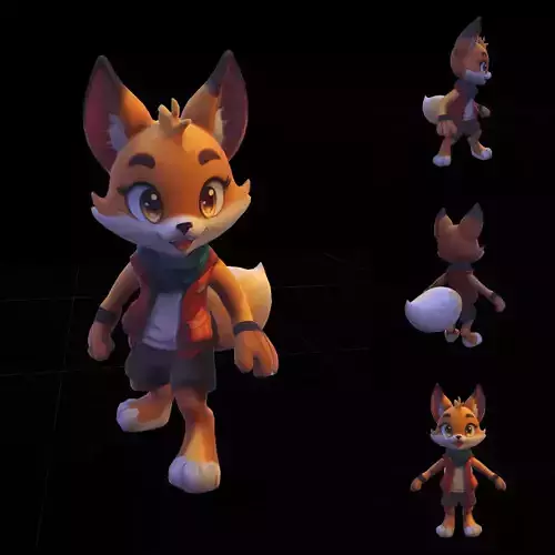 3D Adventurous Fox Character Low-poly 3D model
