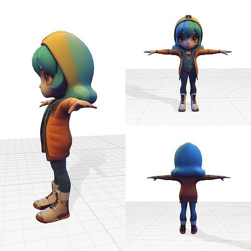 3D Stylized Female Teen Model Low-poly 3D model