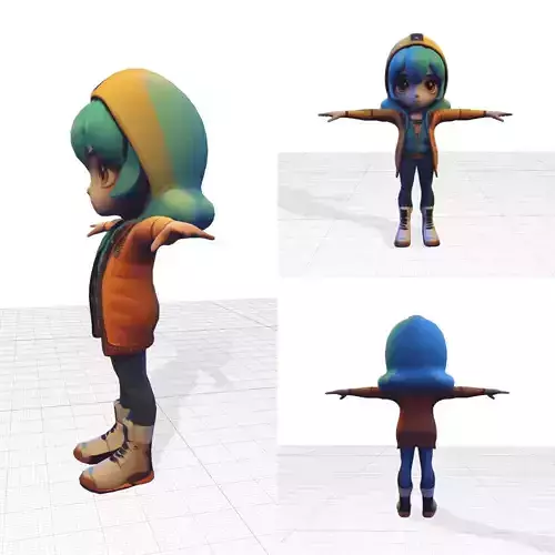 3D Stylized Female Teen Model Low-poly 3D model 3D Stylized Female Teen Model Low-poly 3D model