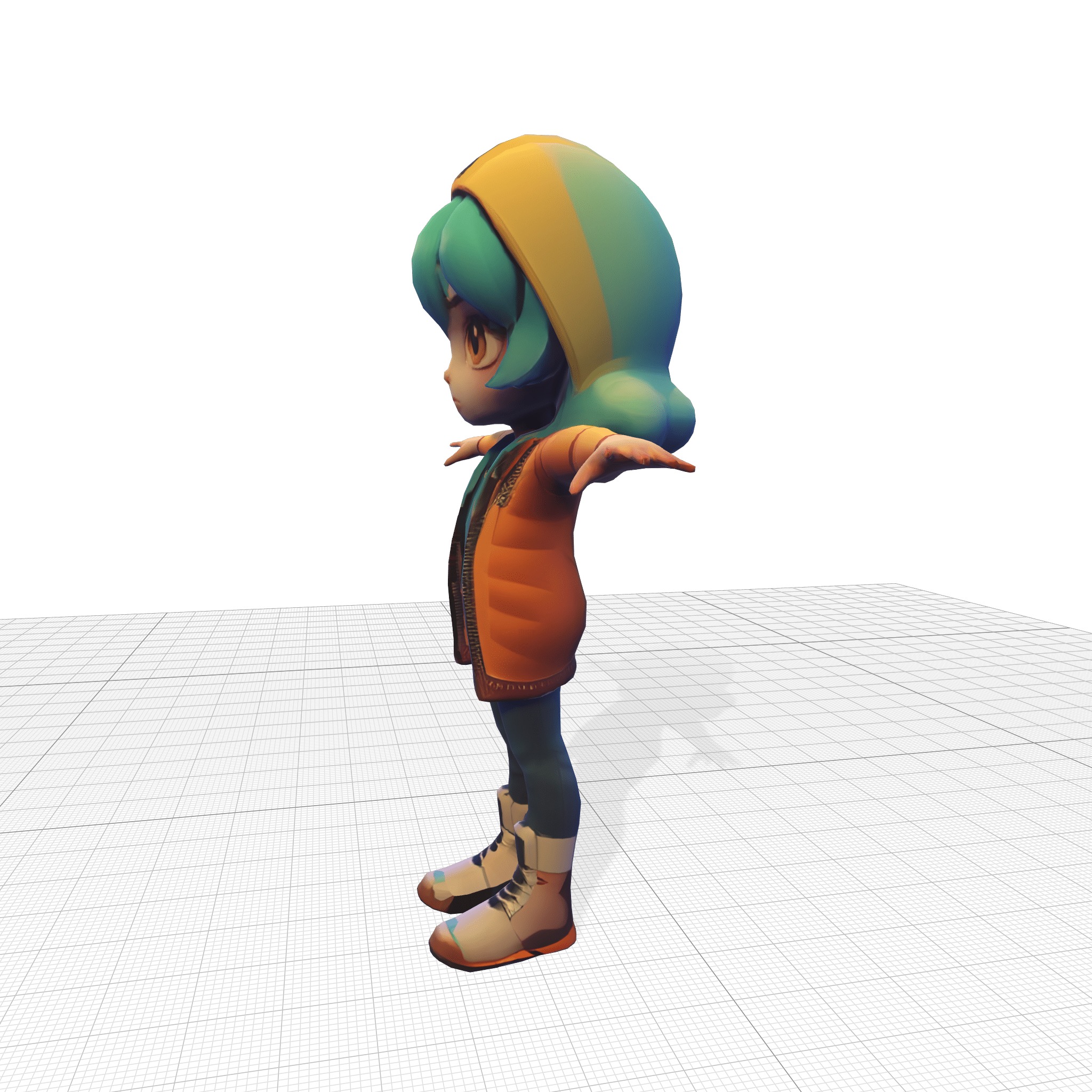 3D Stylized Female Teen Model Low-poly 3D model_3