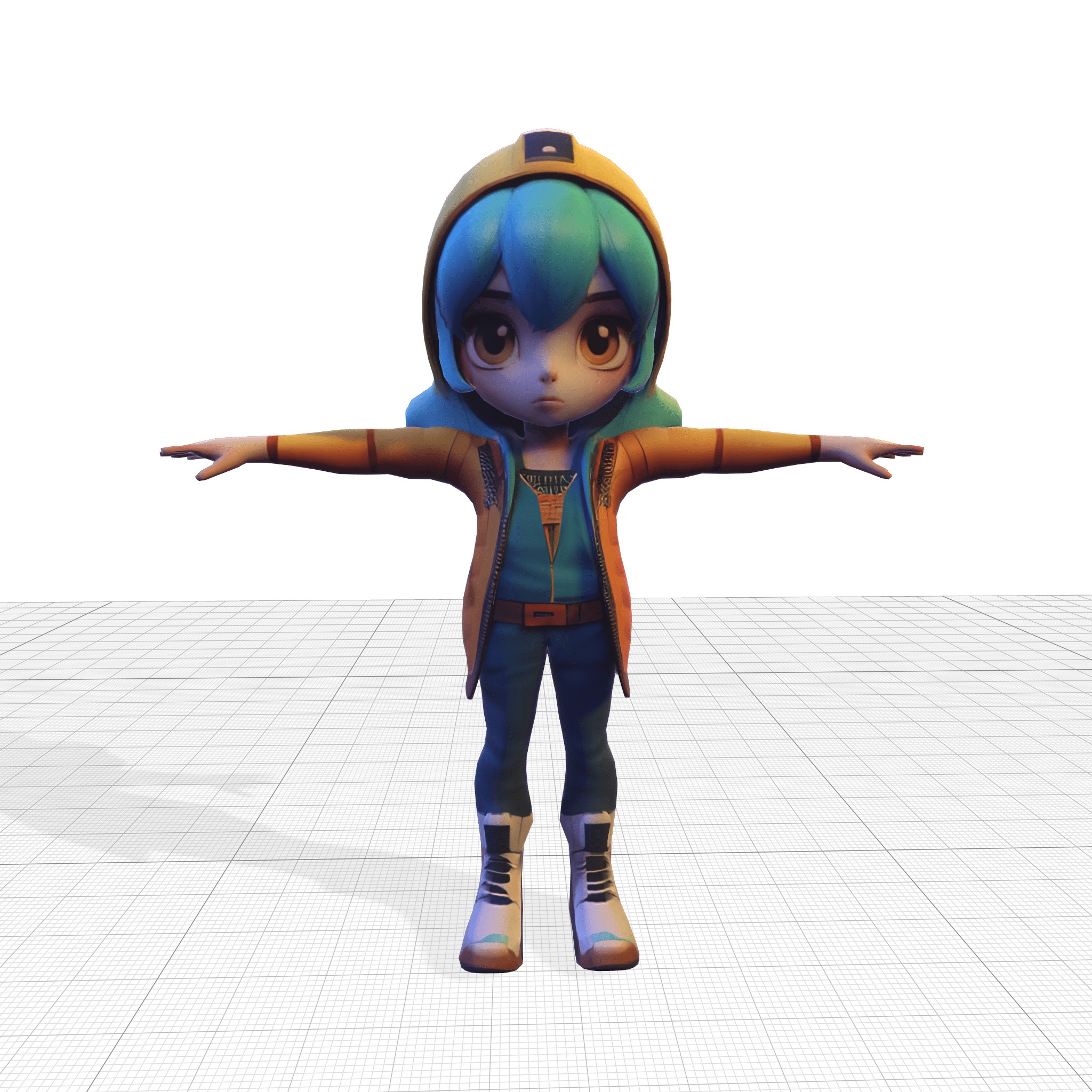 3D Stylized Female Teen Model Low-poly 3D model_1