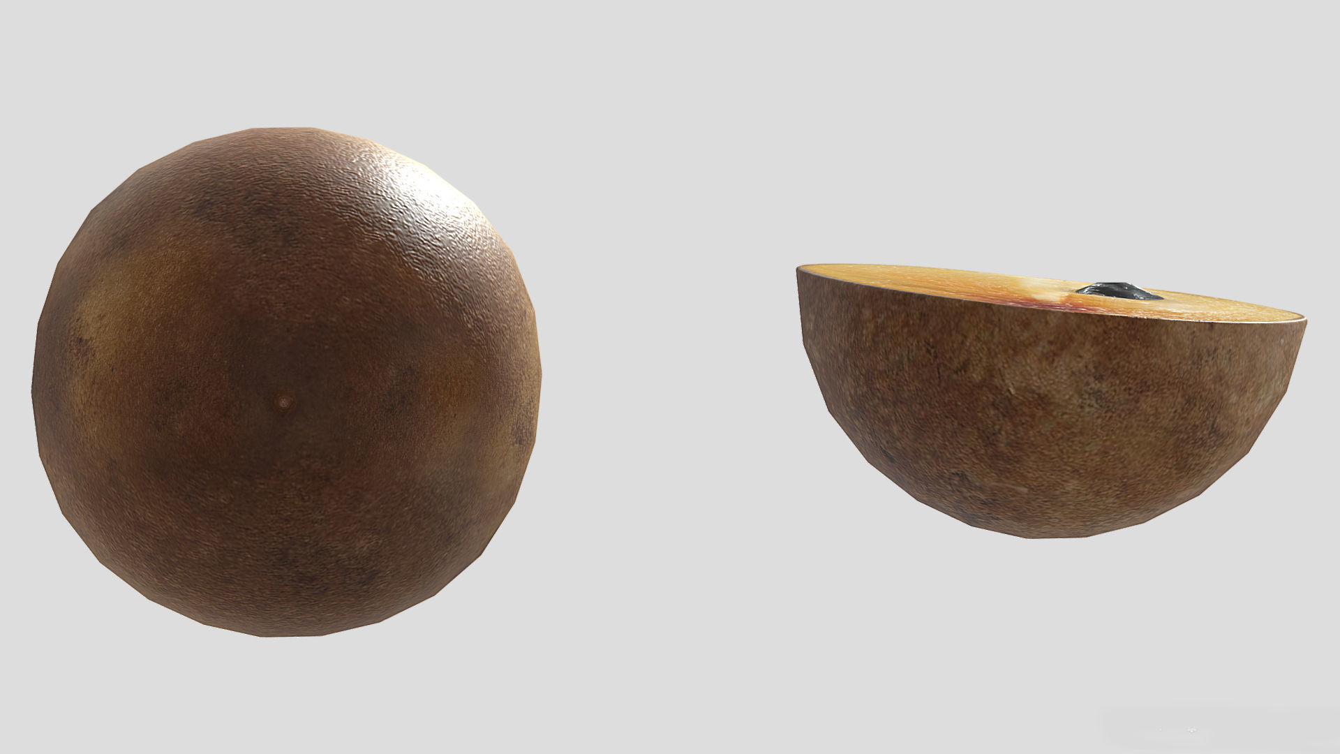 Fruit Chico Low Poly 3D model_2