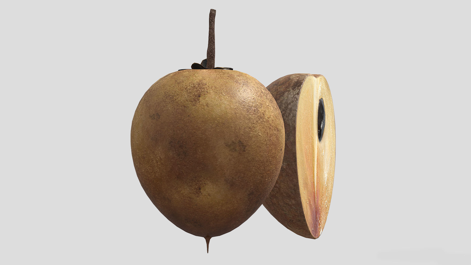 Fruit Chico Low Poly 3D model_4