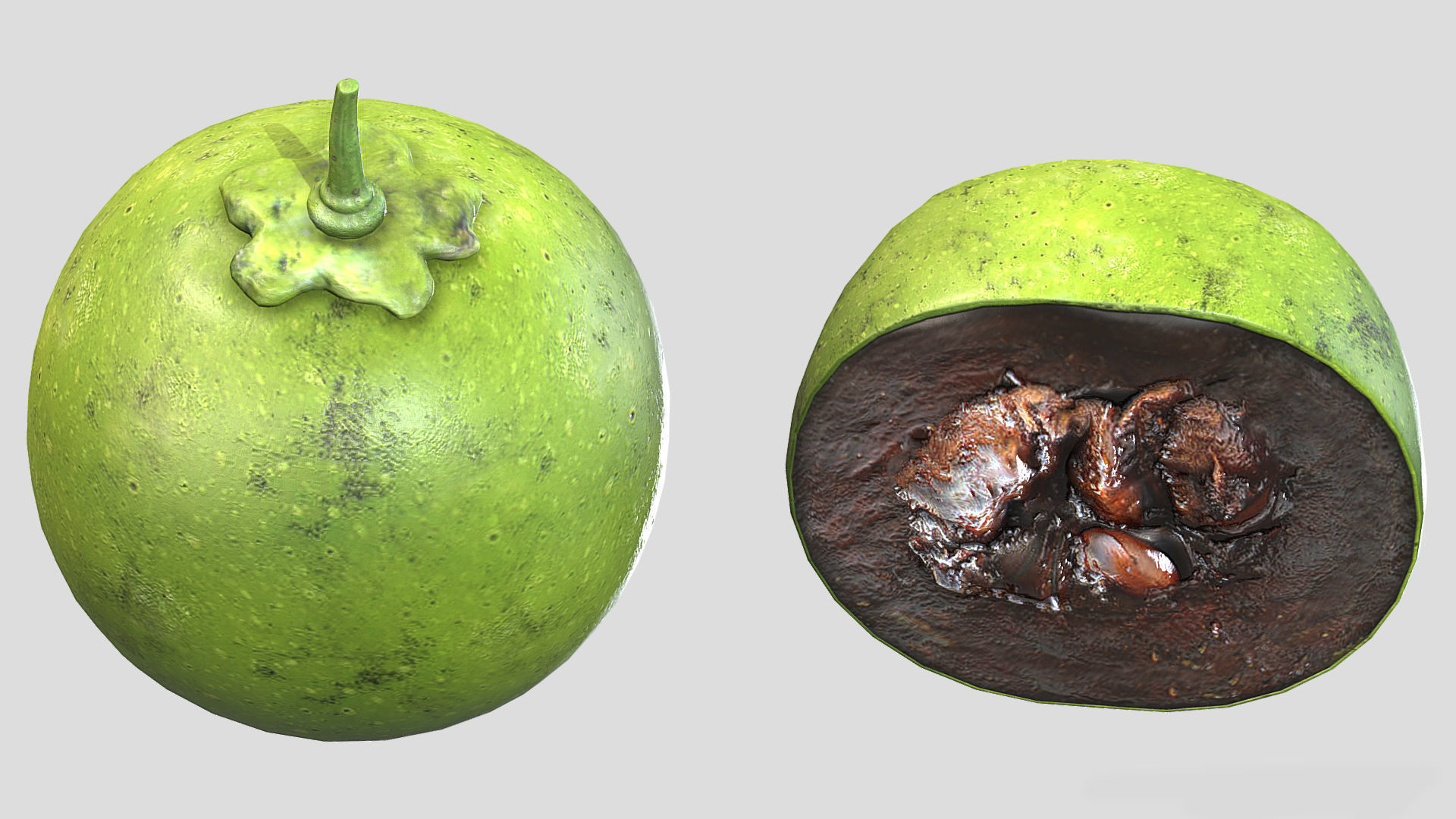 Fruit Diospyros Nigra Low Poly 3D model_3