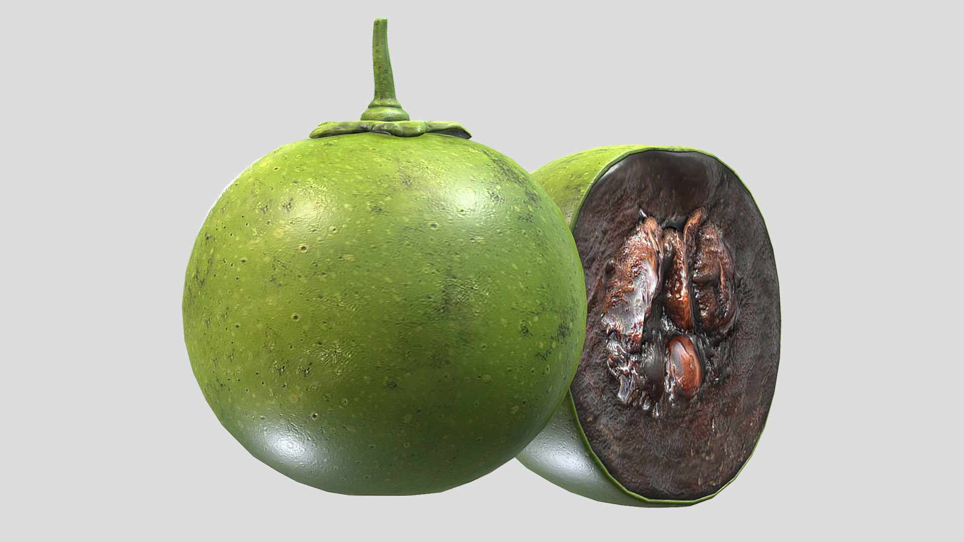 Fruit Diospyros Nigra Low Poly 3D model_4
