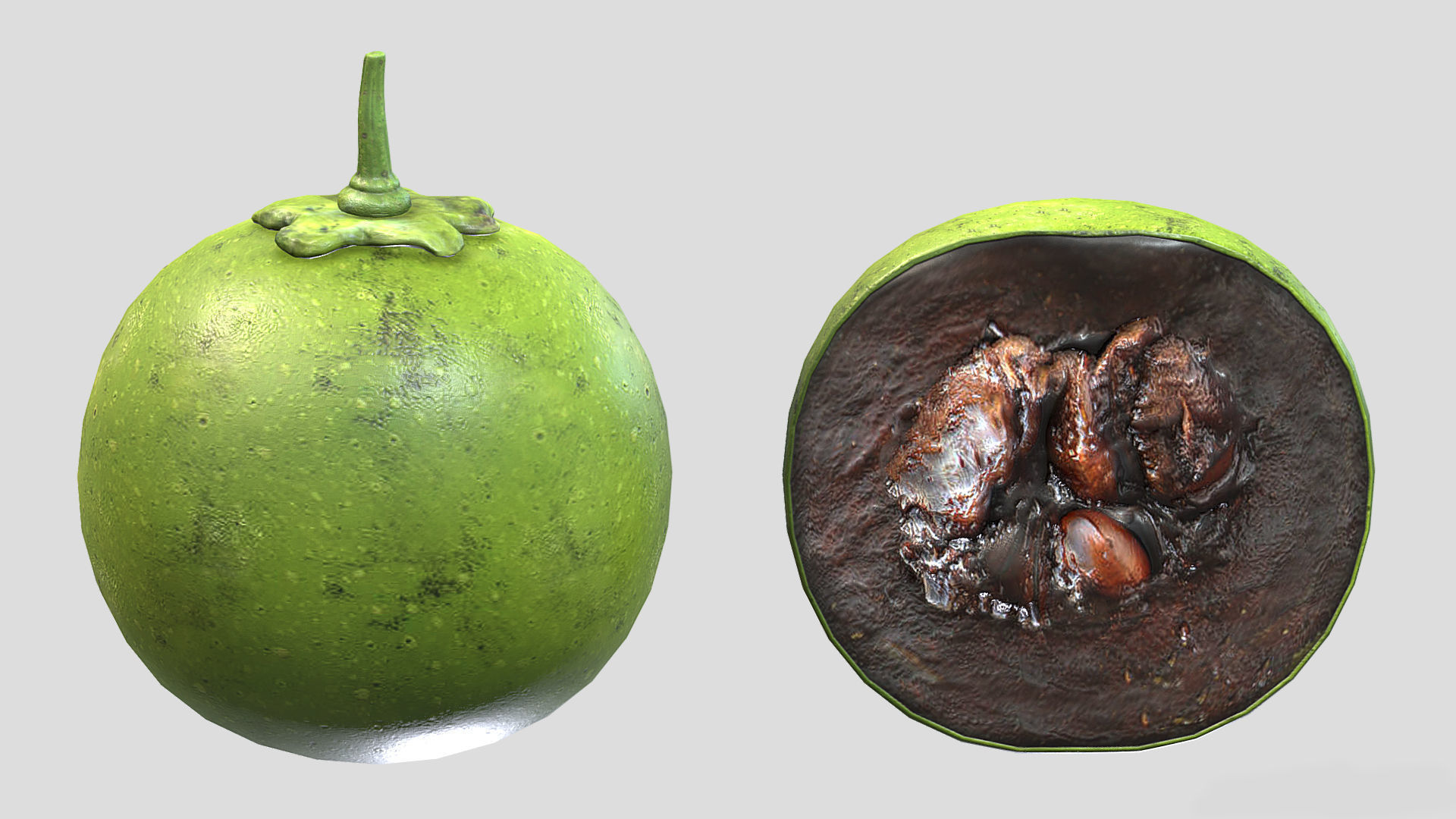 Fruit Diospyros Nigra Low Poly 3D model_1