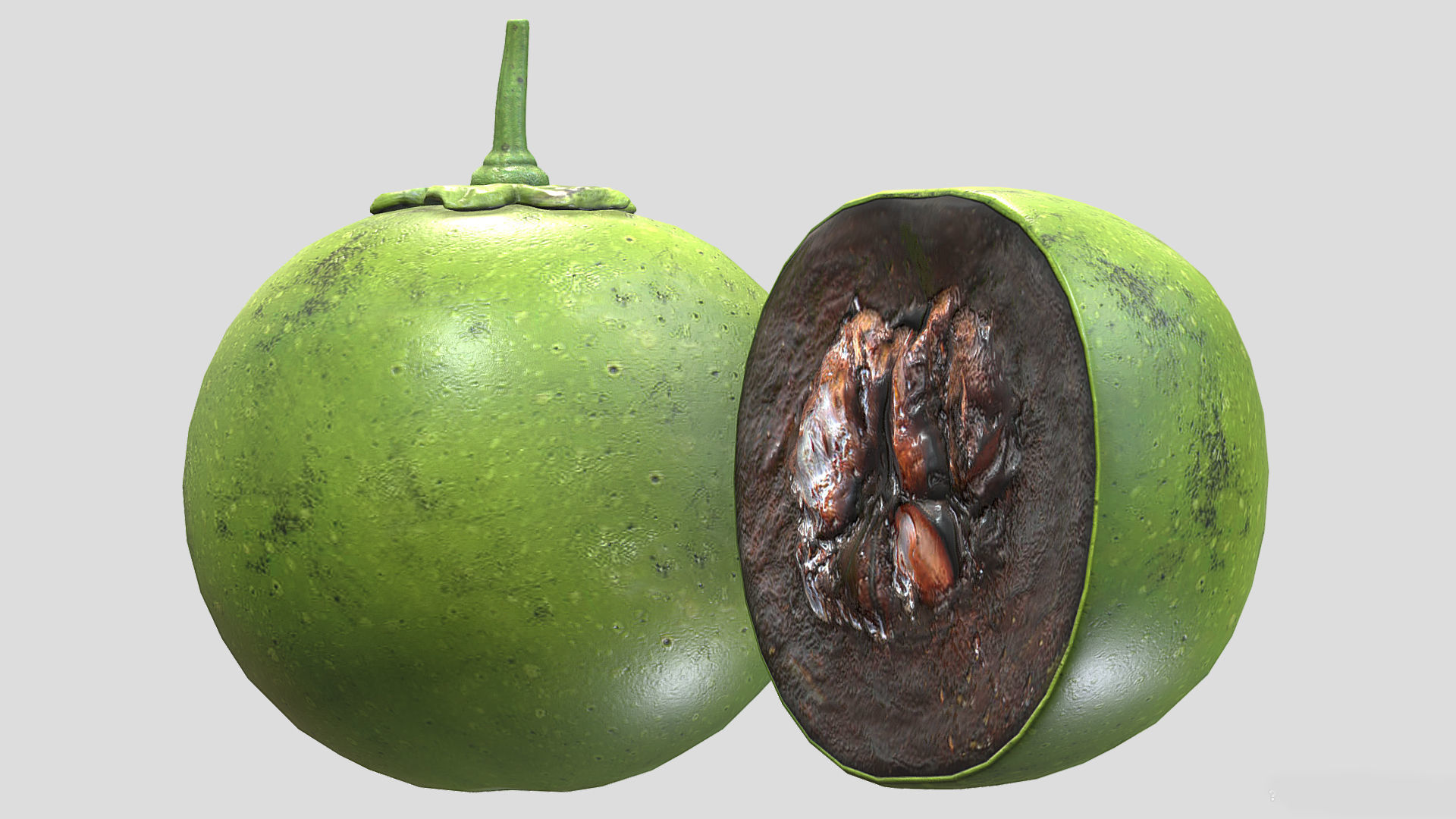 Fruit Diospyros Nigra Low Poly 3D model_5