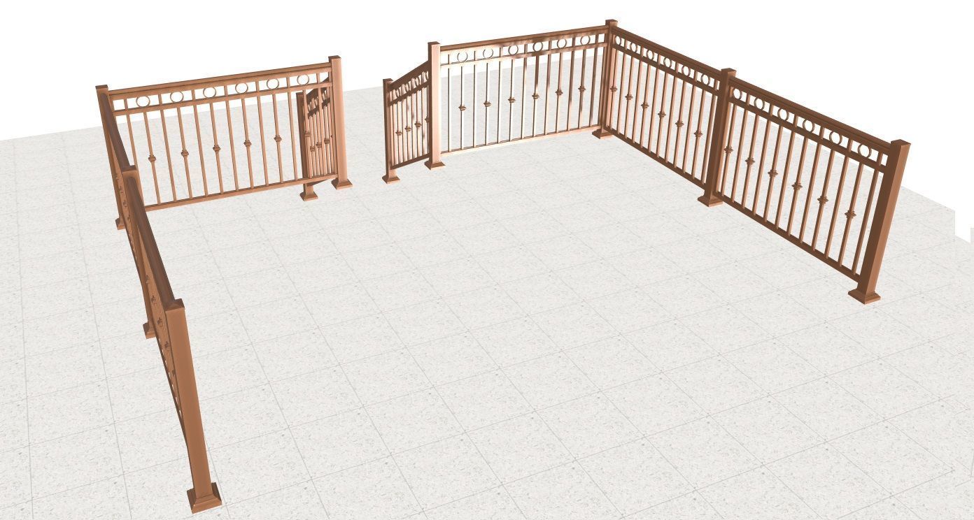 Aluminum deck railings 3D model_2