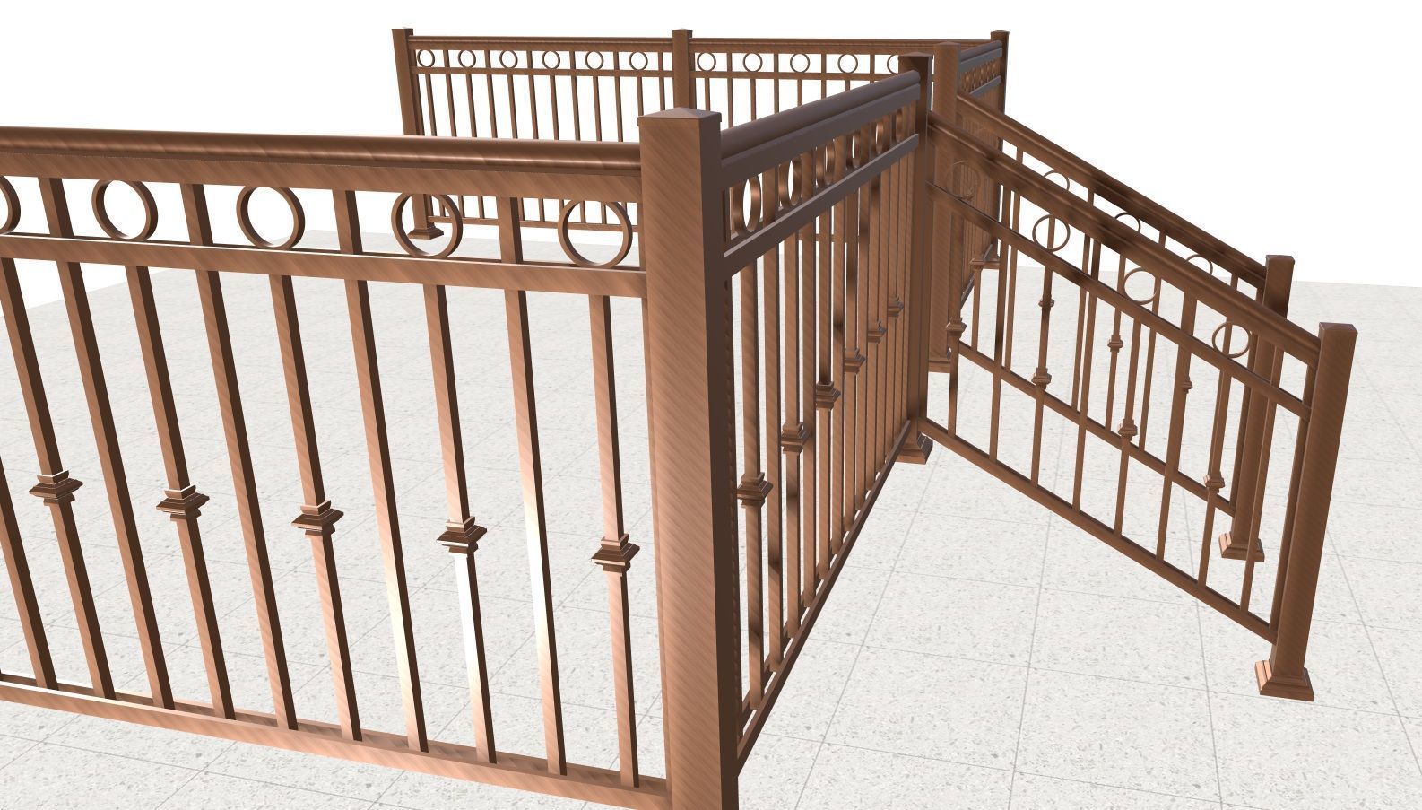 Aluminum deck railings 3D model_4